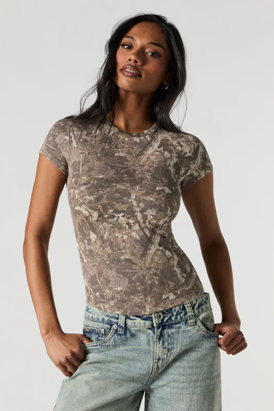 Ribbed Curved Hem T-Shirt sold by Urban Planet