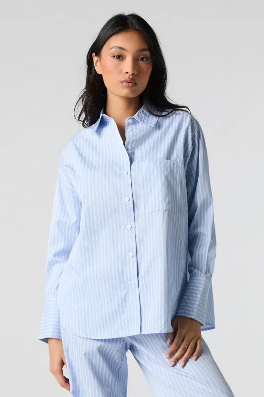 Striped Button-Up Long Sleeve Pajama Top sold by Urban Planet