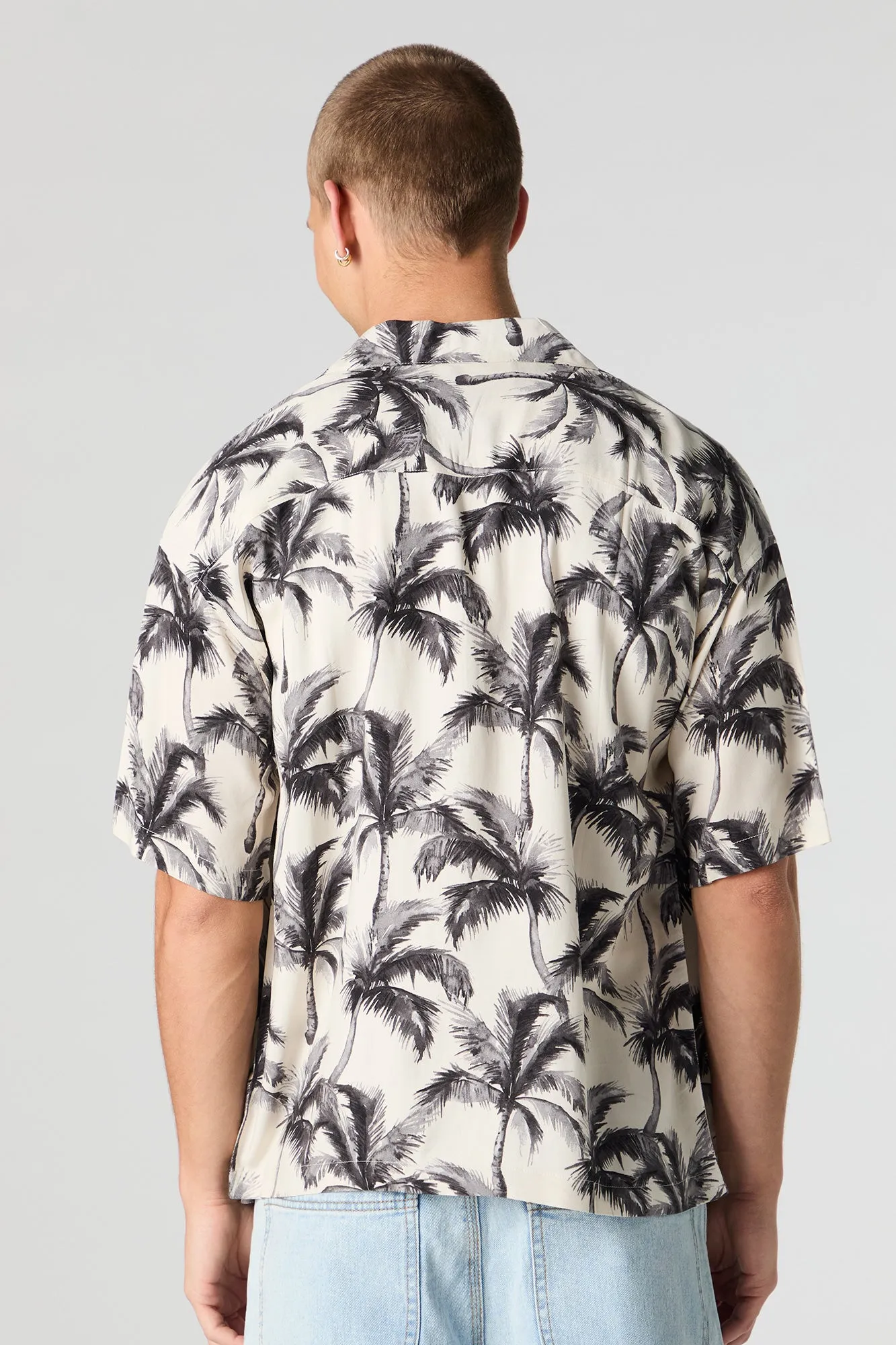 Tropical Print Short Sleeve Button-Up Top sold by Urban Planet product image thumbnail 2