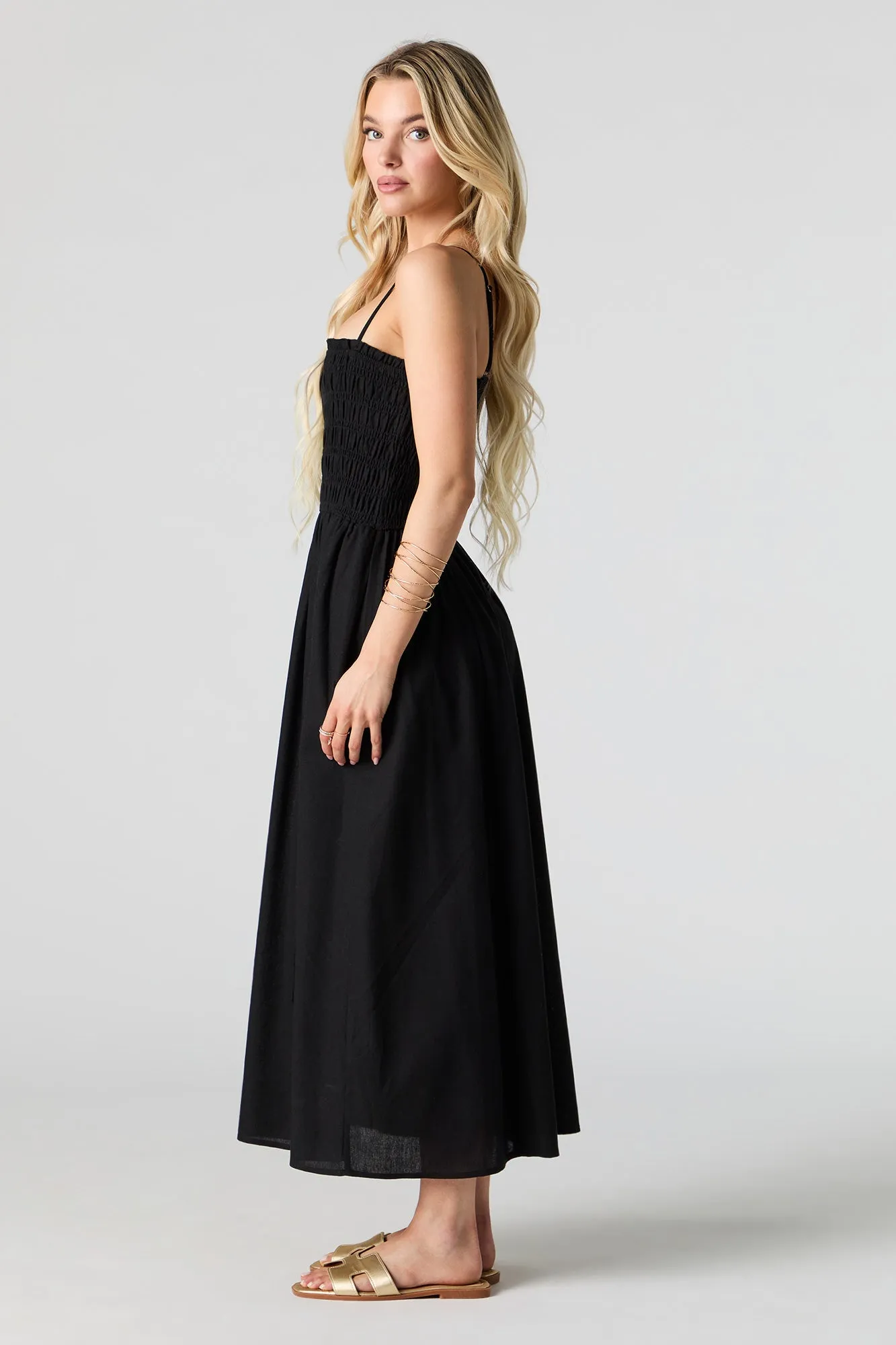 Linen-Blend Smocked Maxi Dress with Pockets sold by Urban Planet product image thumbnail 5