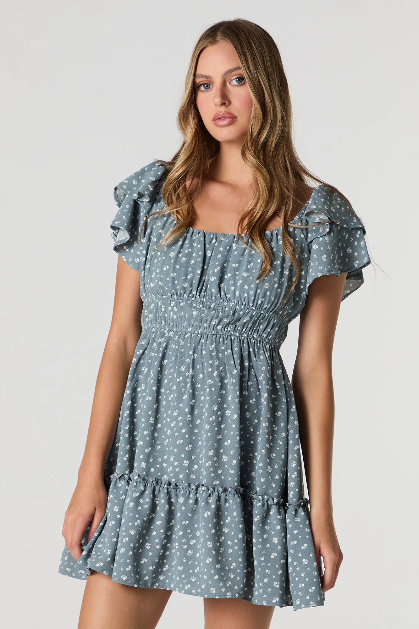 Ruffle Sleeve Scoop Neck Mini Dress sold by Urban Planet
