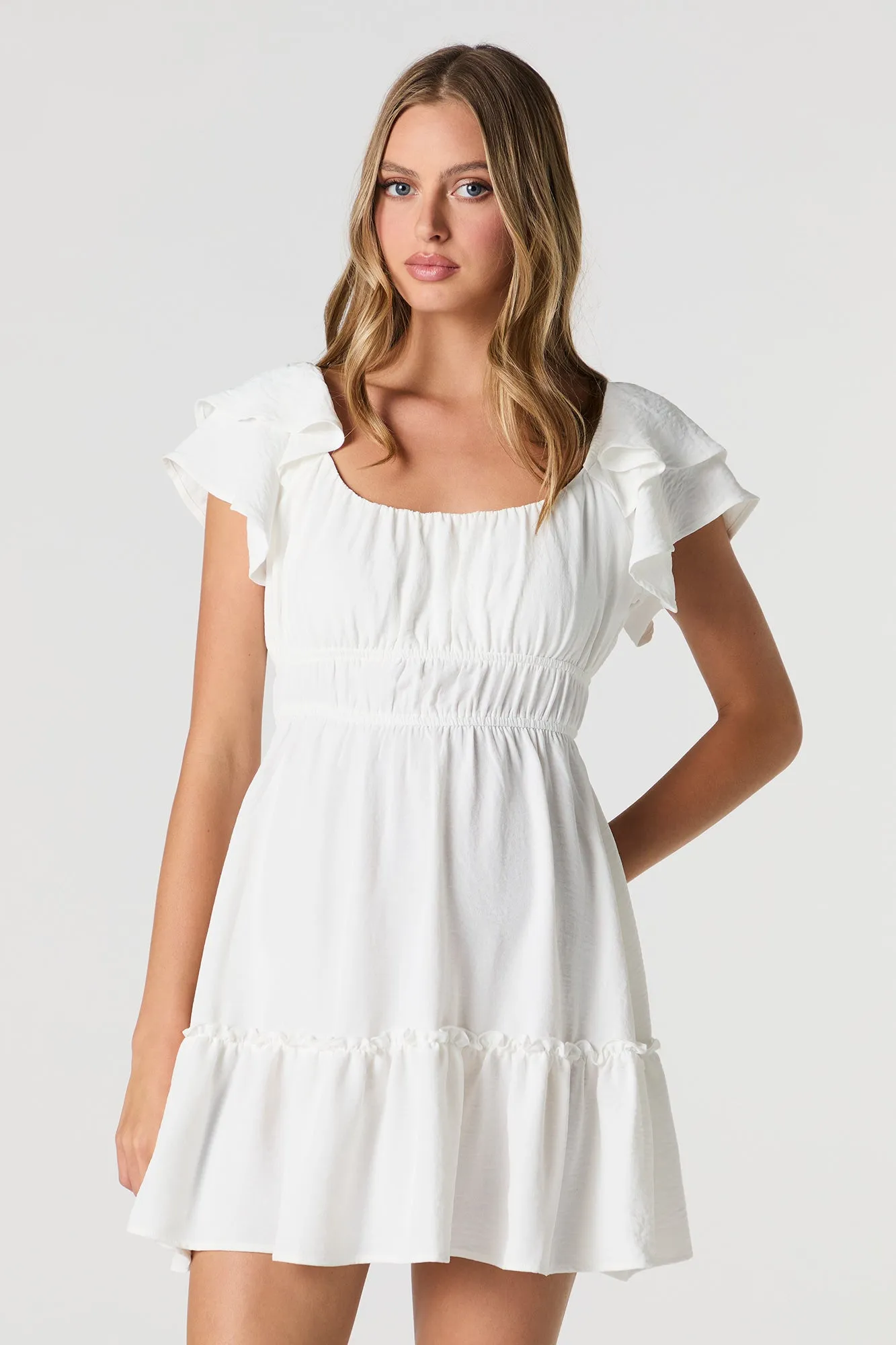 Ruffle Sleeve Scoop Neck Mini Dress sold by Urban Planet product image thumbnail 4