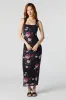 Floral Mesh Square Neck Maxi Dress sold by Urban Planet