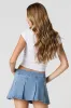 Pleated Denim Mini Skort sold by Urban Planet