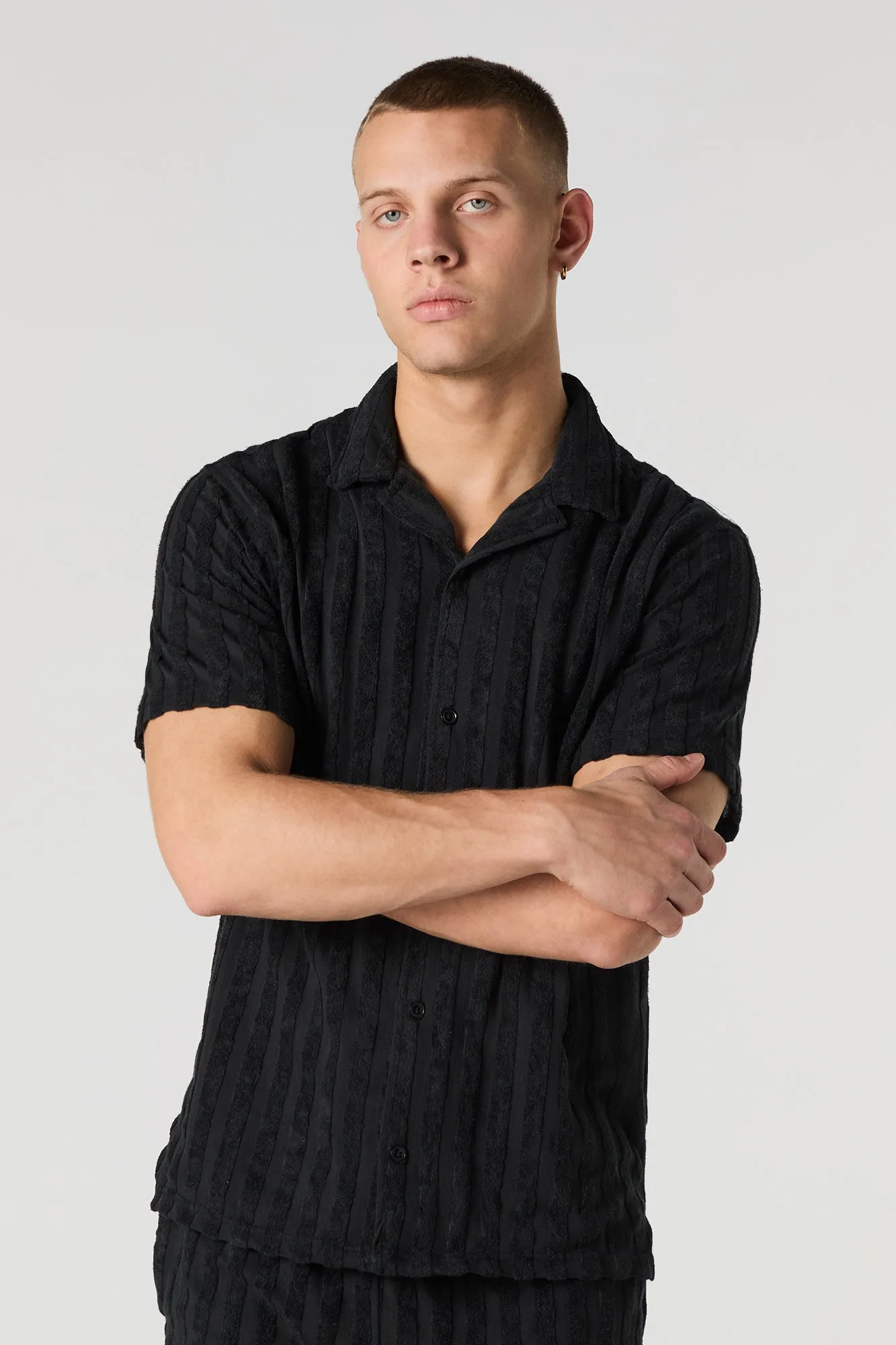 Haut boutonné en tissu bouclé rayé sold by Urban Planet product image thumbnail 4