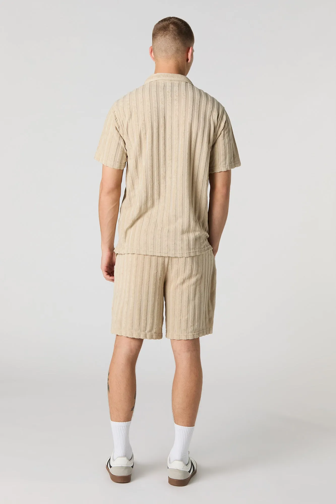 Short en tissu bouclé rayé à taille coulissante sold by Urban Planet product image thumbnail 3