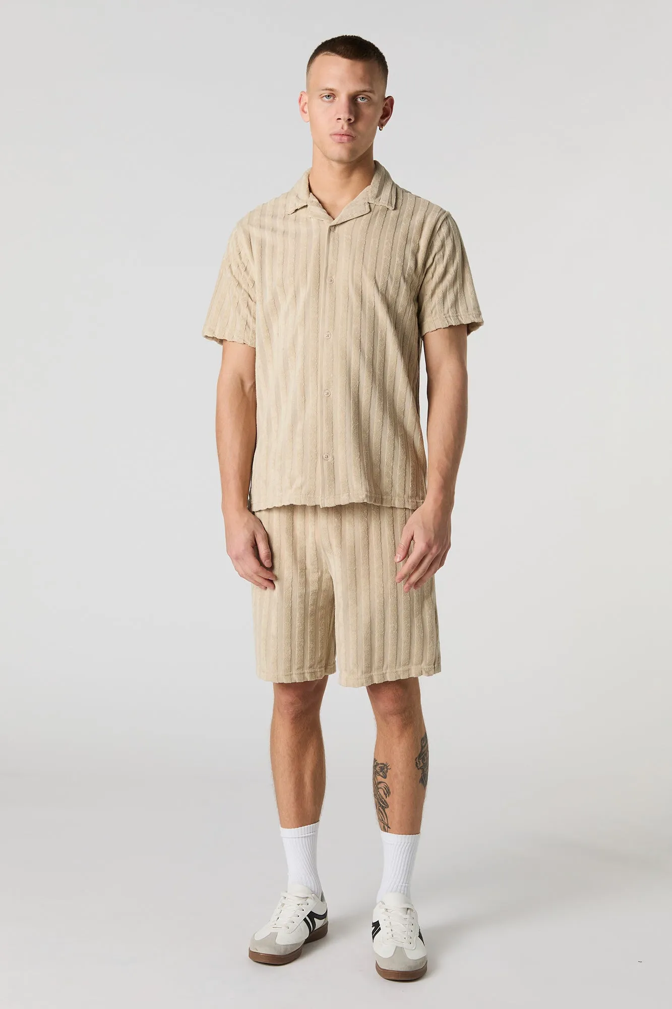 Short en tissu bouclé rayé à taille coulissante sold by Urban Planet product image thumbnail 2