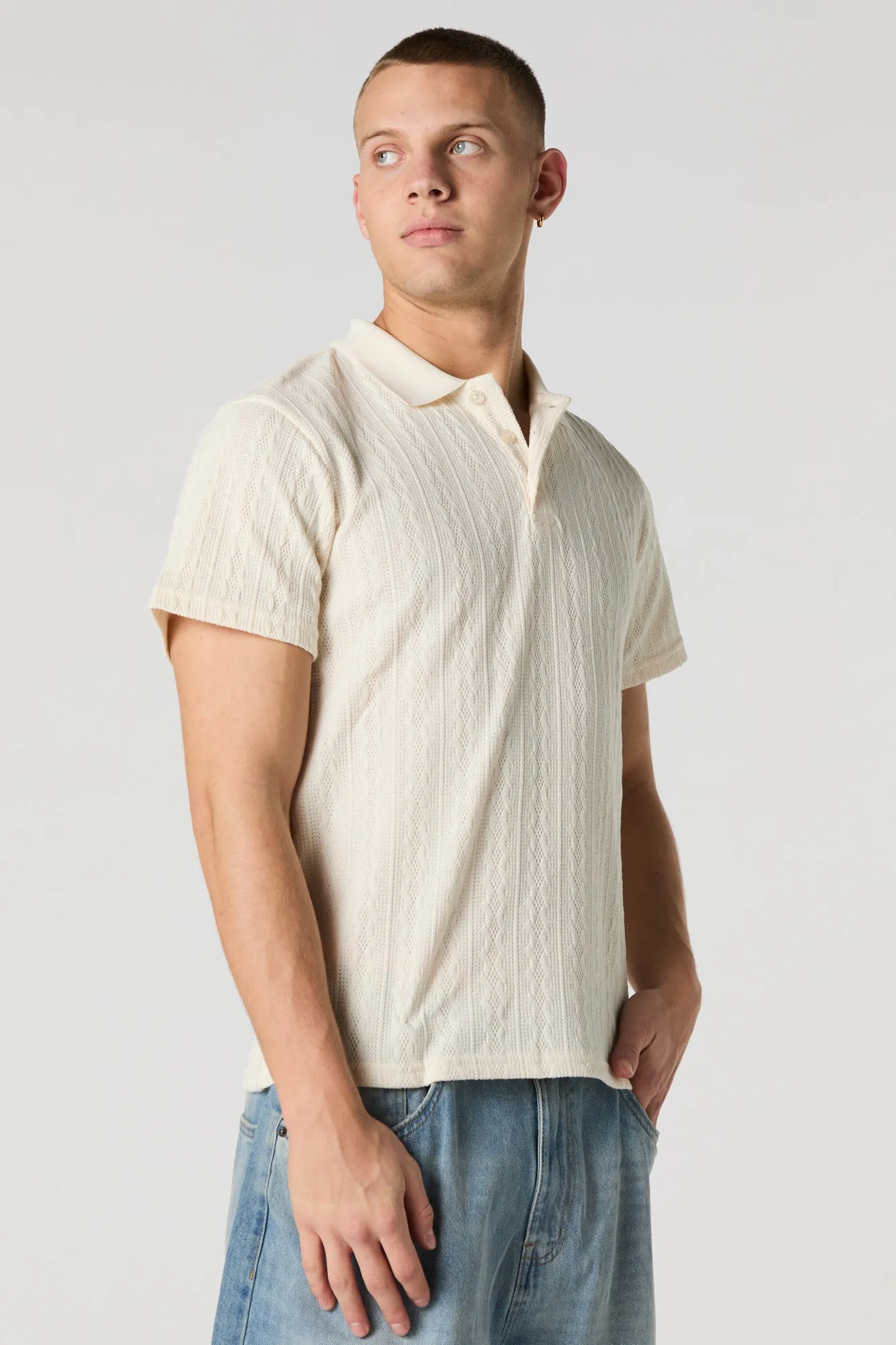 Cable Knit Polo sold by Urban Planet