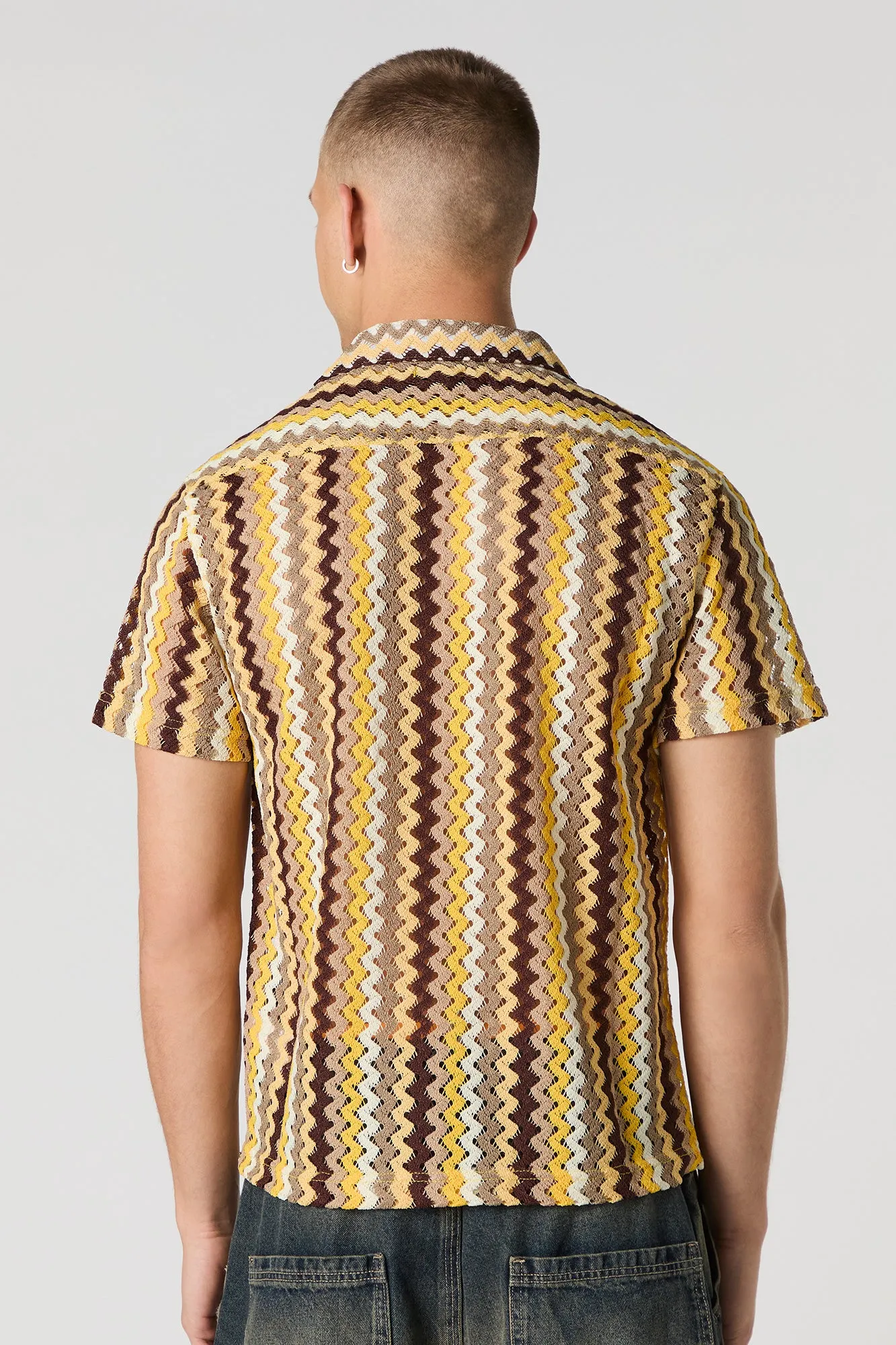 Zig-Zag Crochet Button-Up Top sold by Urban Planet product image thumbnail 2