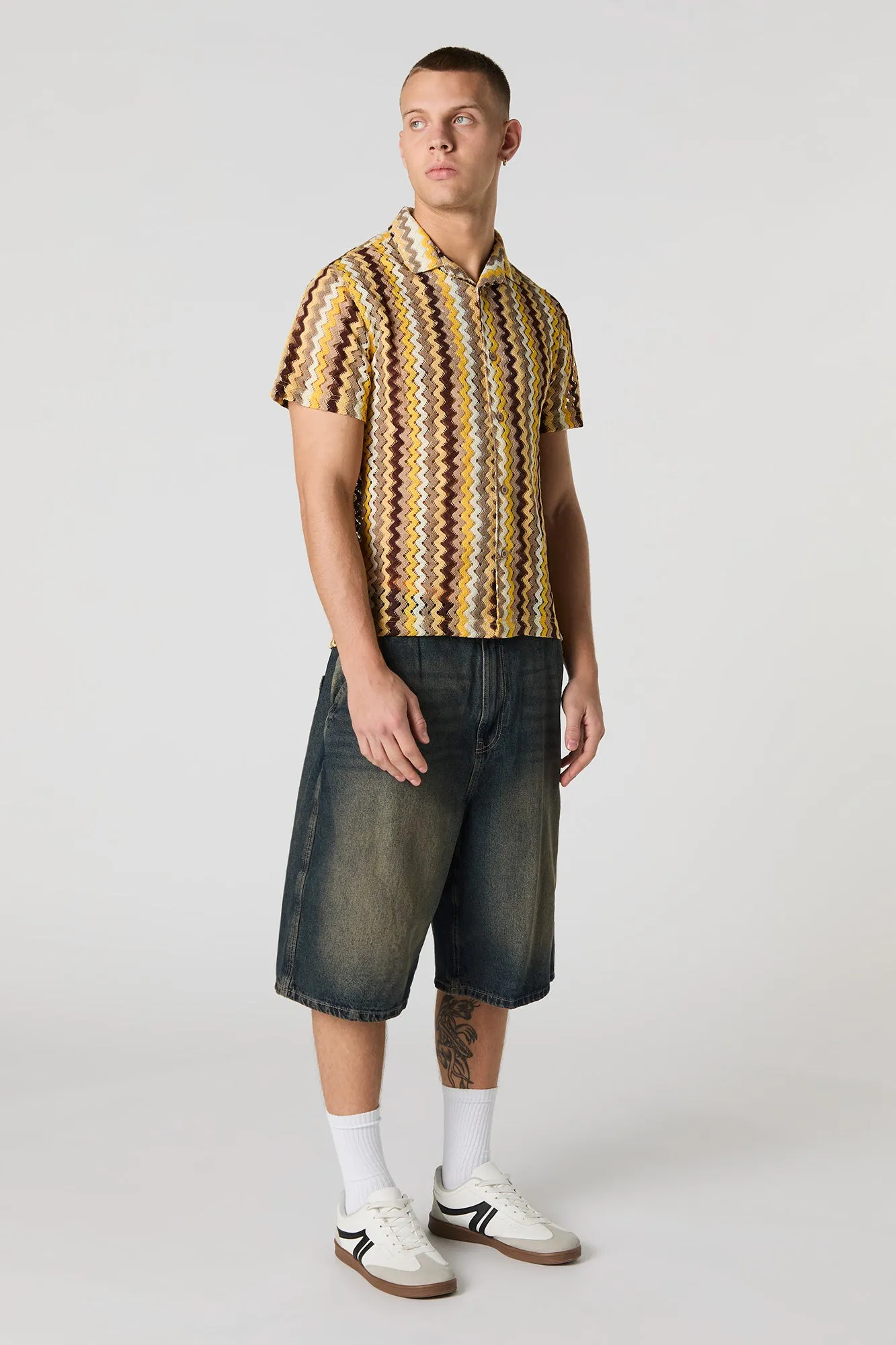 Zig-Zag Crochet Button-Up Top sold by Urban Planet product image thumbnail 3