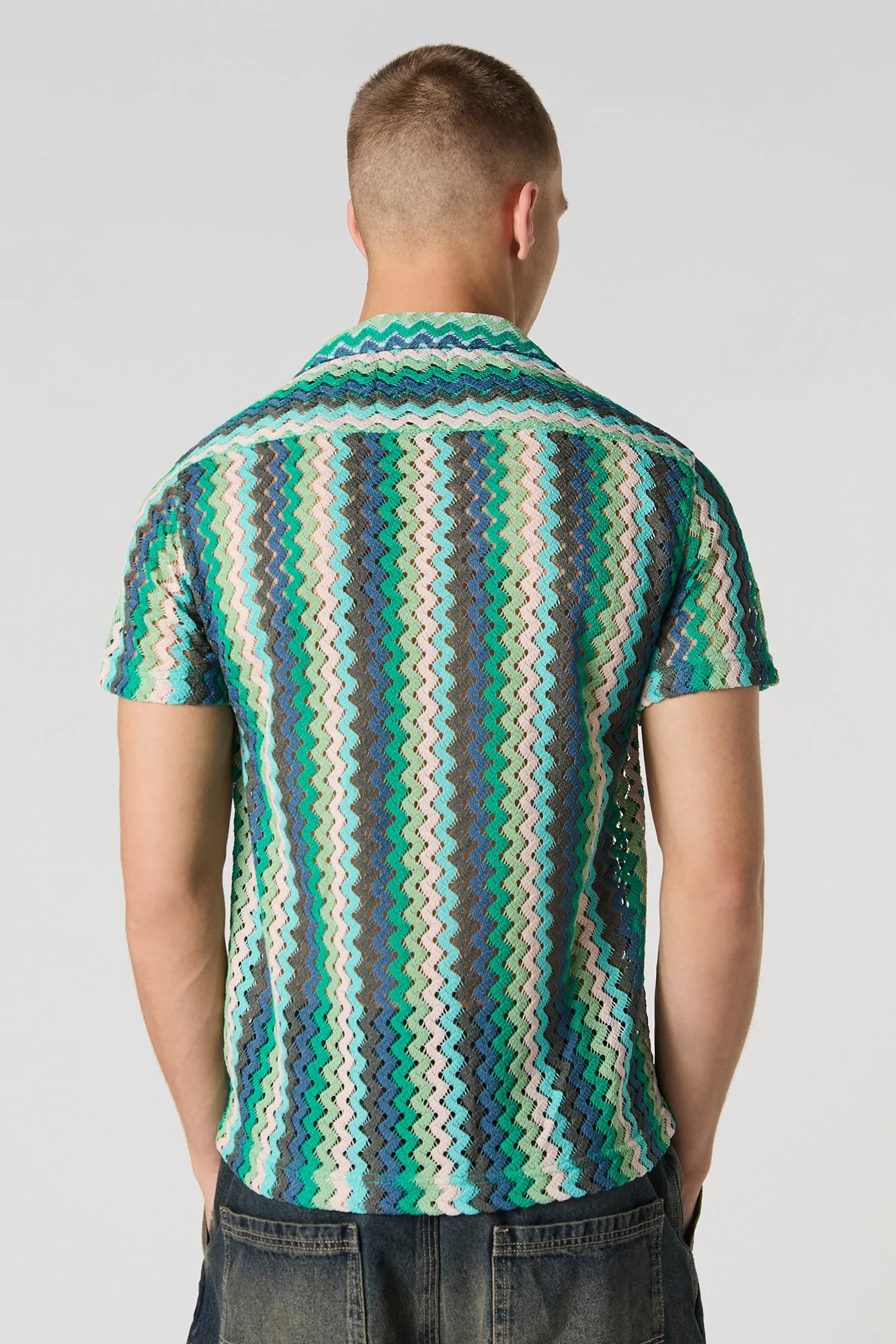 Zig-Zag Crochet Button-Up Top sold by Urban Planet product image thumbnail 5