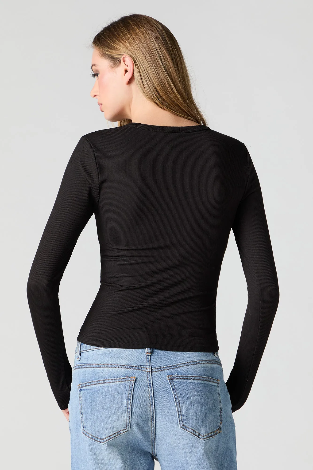 Rhinestone Ribbed Long Sleeve Top sold by Urban Planet product image thumbnail 5