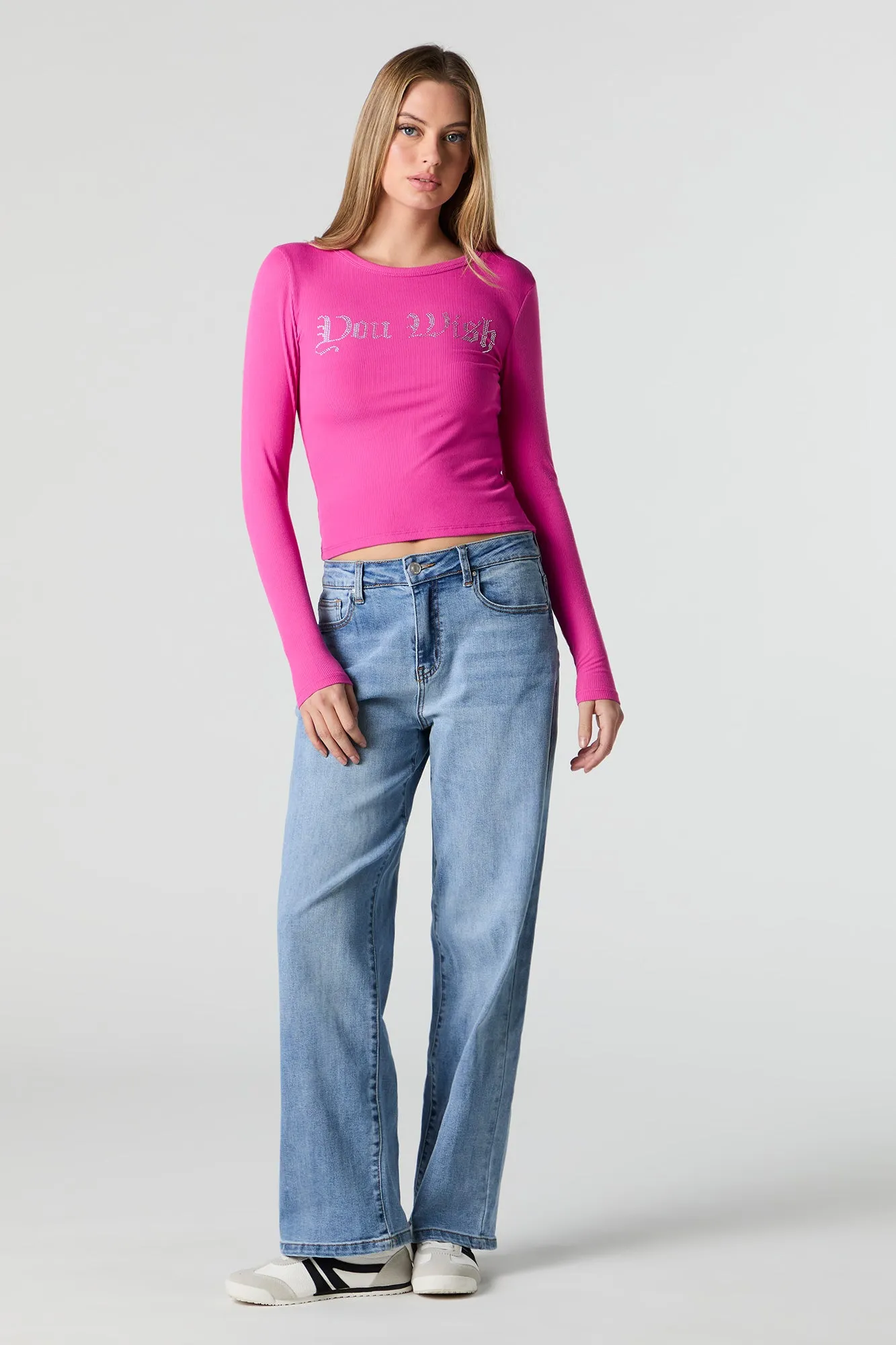 Rhinestone Ribbed Long Sleeve Top sold by Urban Planet product image thumbnail 3
