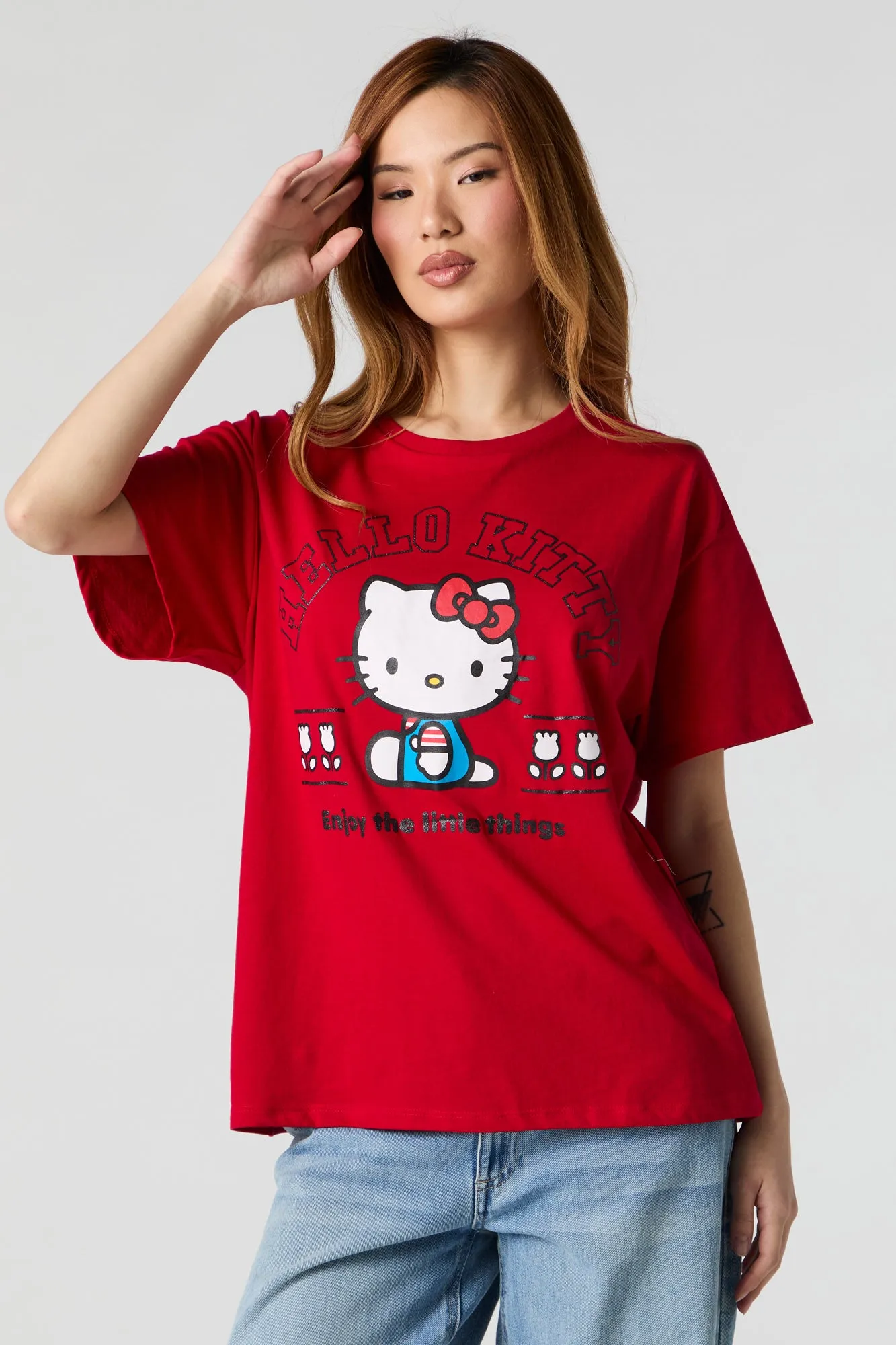 Hello Kitty Glitter Graphic Boyfriend T-Shirt sold by Urban Planet product image thumbnail 5