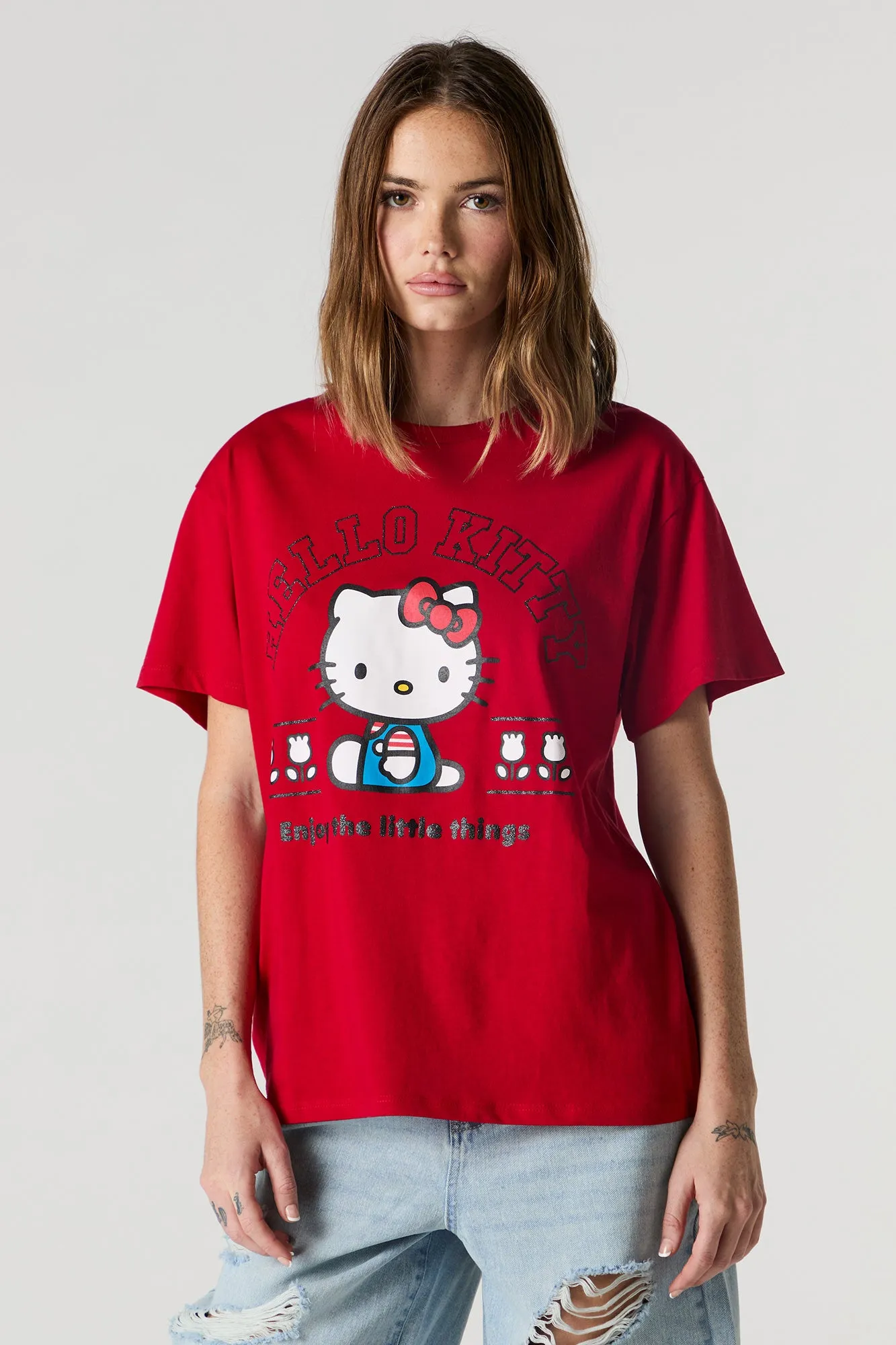 Hello Kitty Glitter Graphic Boyfriend T-Shirt sold by Urban Planet product image thumbnail 2