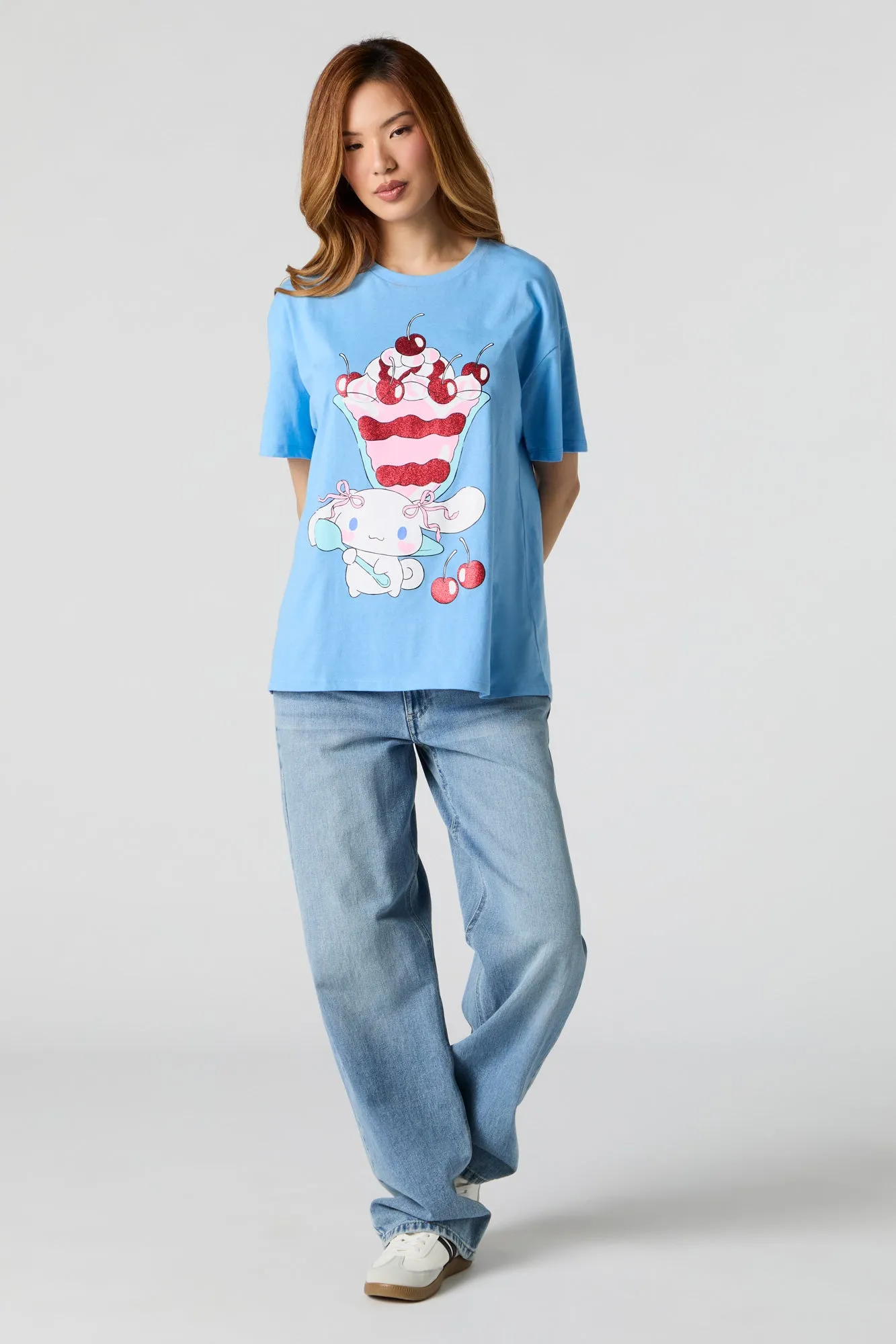 Cinnamoroll Glitter Graphic Boyfriend T-Shirt sold by Urban Planet product image thumbnail 2