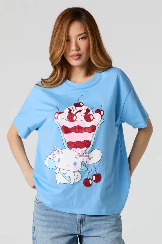 T-shirt de coupe garçonne à imprimé Cinnamoroll scintillant sold by Urban Planet