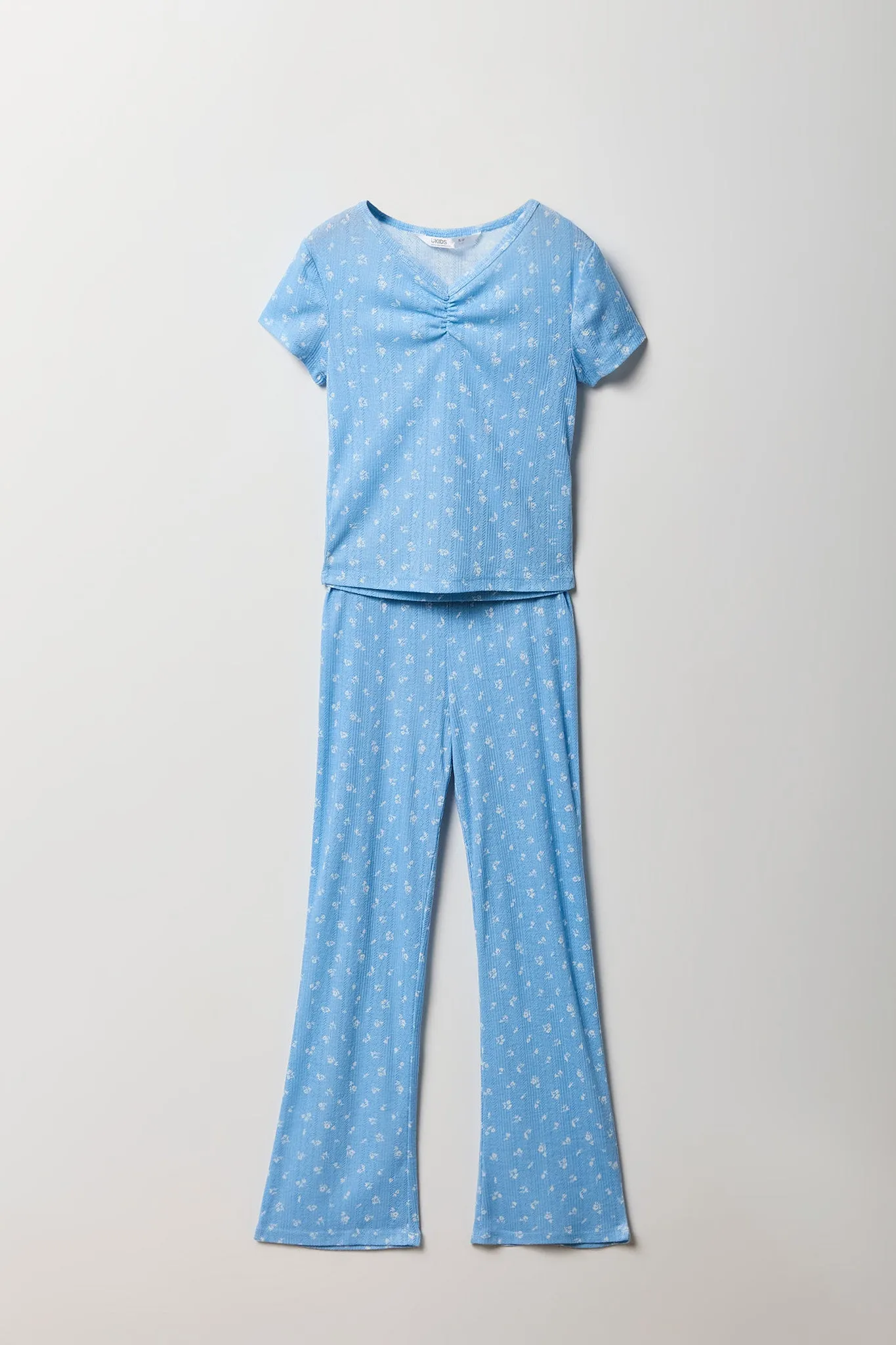 Girls Pointelle T-Shirt & Pant 2 Piece Pajama Set sold by Urban Planet