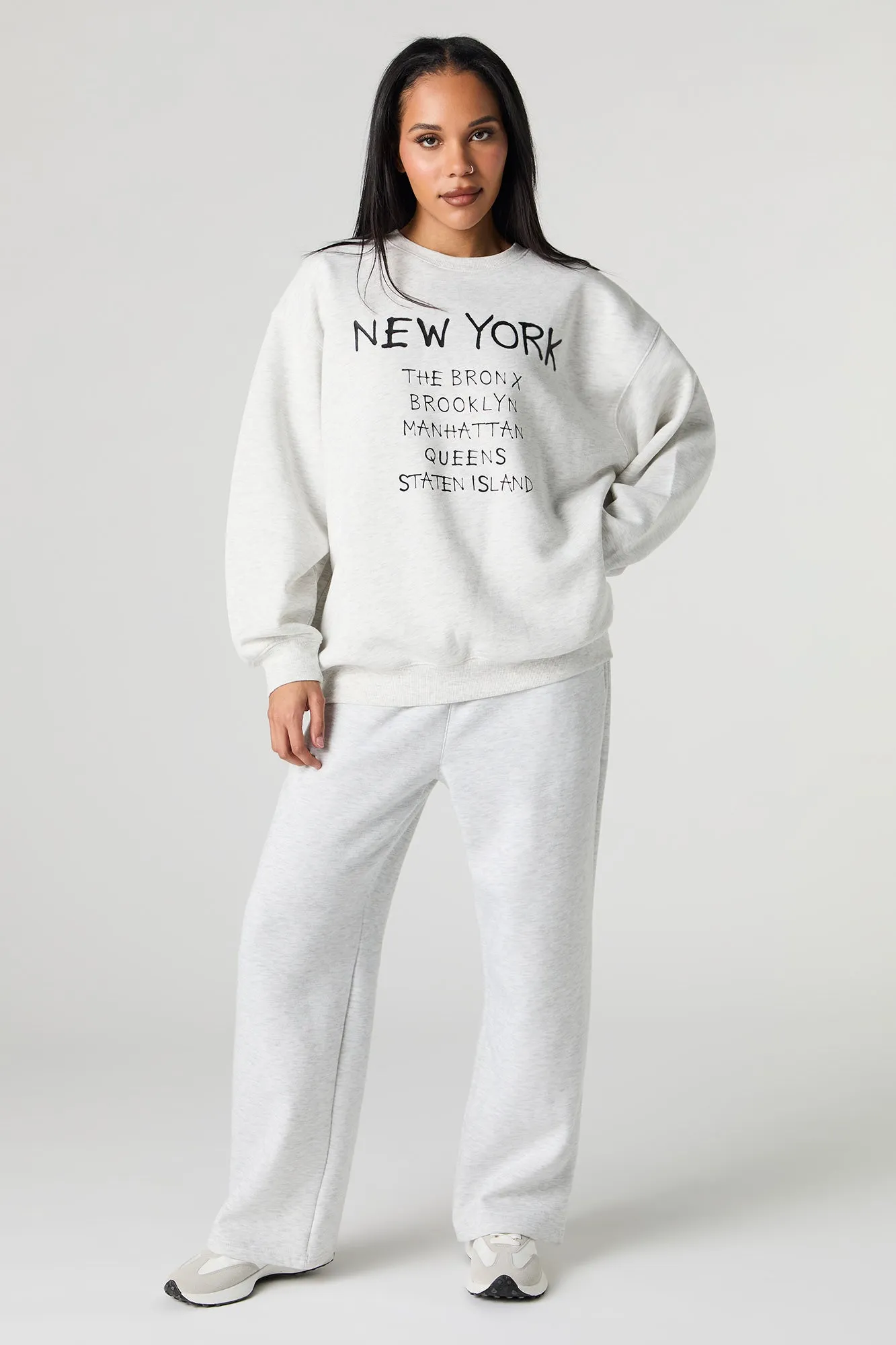 New York Embroidered Fleece Sweatshirt sold by Urban Planet product image thumbnail 3