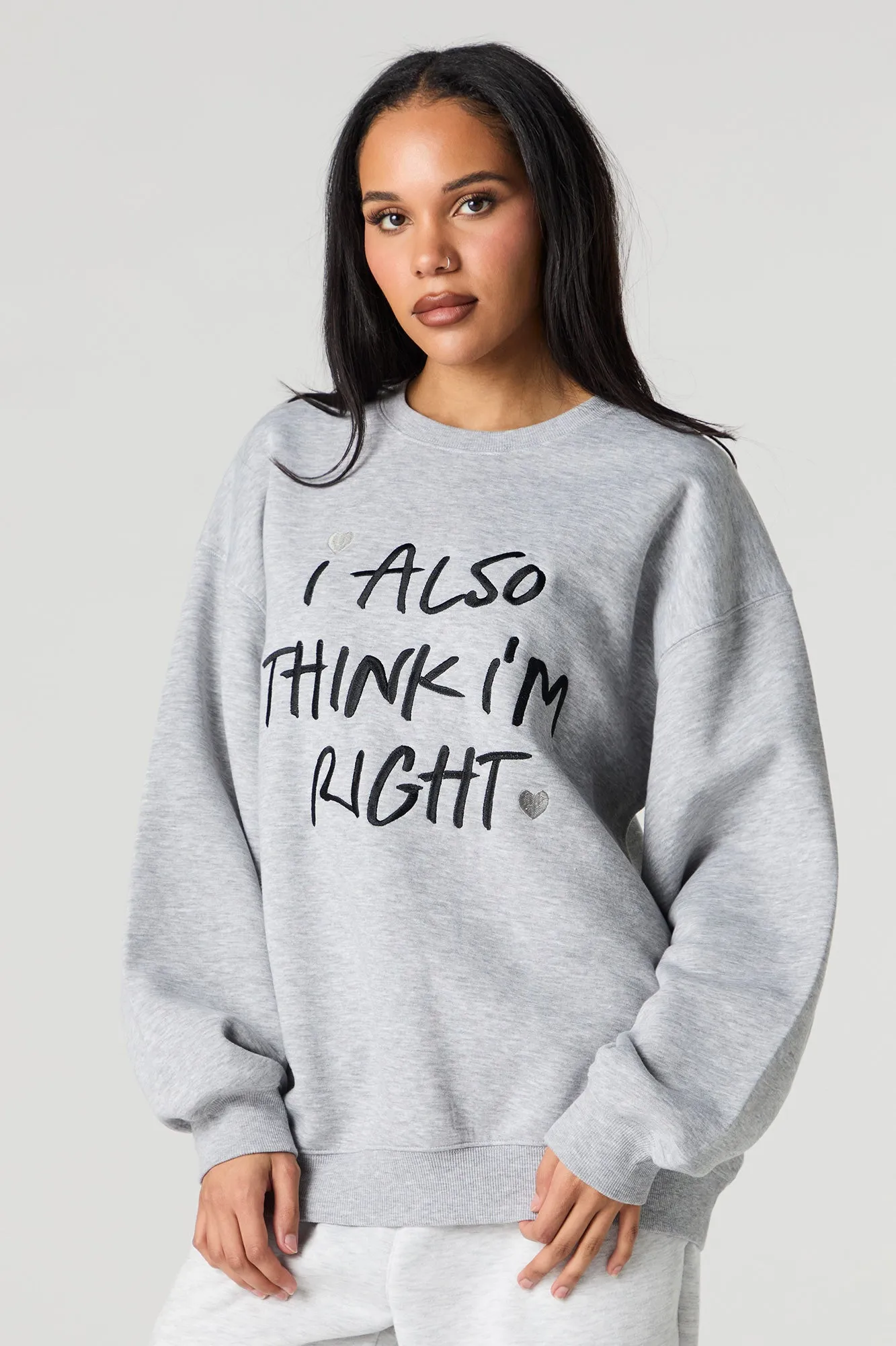 I'm Right Embroidered Fleece Sweatshirt sold by Urban Planet