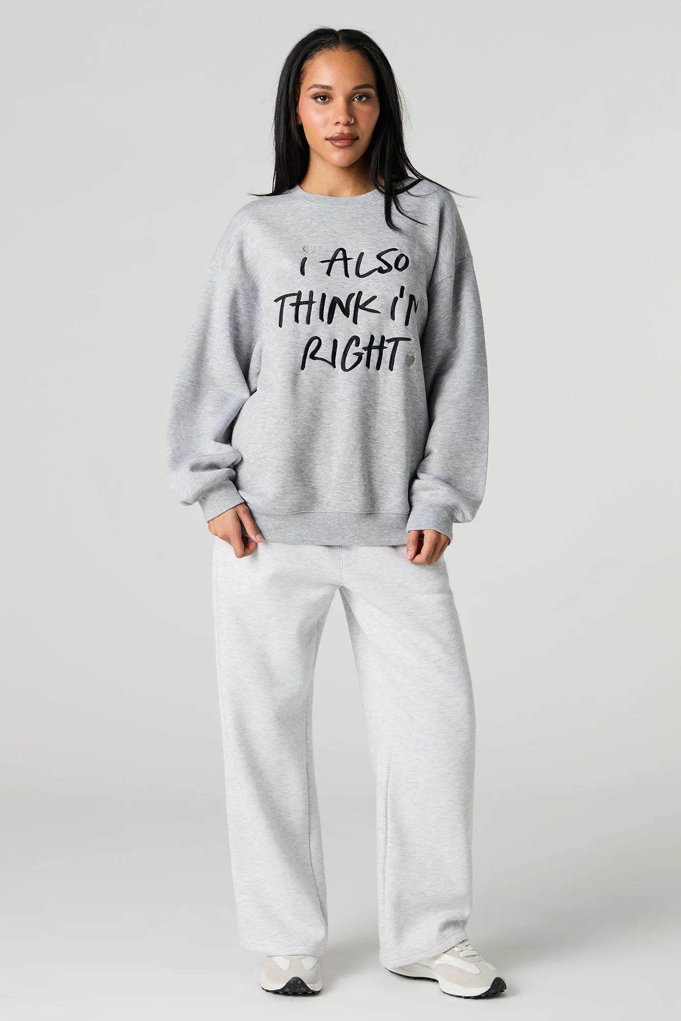 I'm Right Embroidered Fleece Sweatshirt sold by Urban Planet product image thumbnail 3