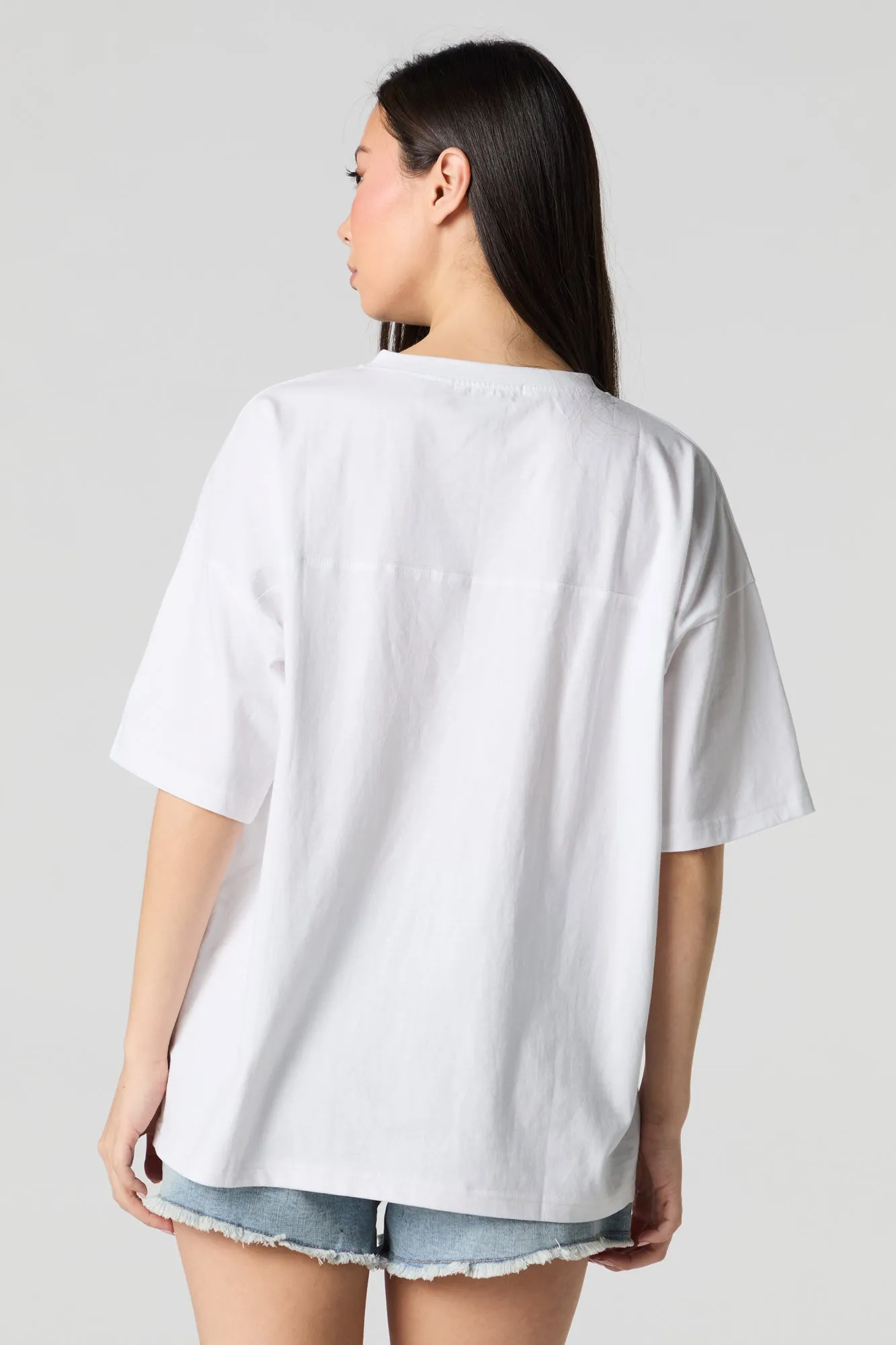 76 Flocked V-Neck T-Shirt sold by Urban Planet product image thumbnail 2