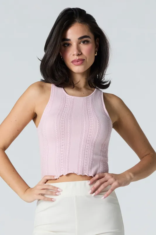 Pointelle Knit Cropped Tank sold by Urban Planet