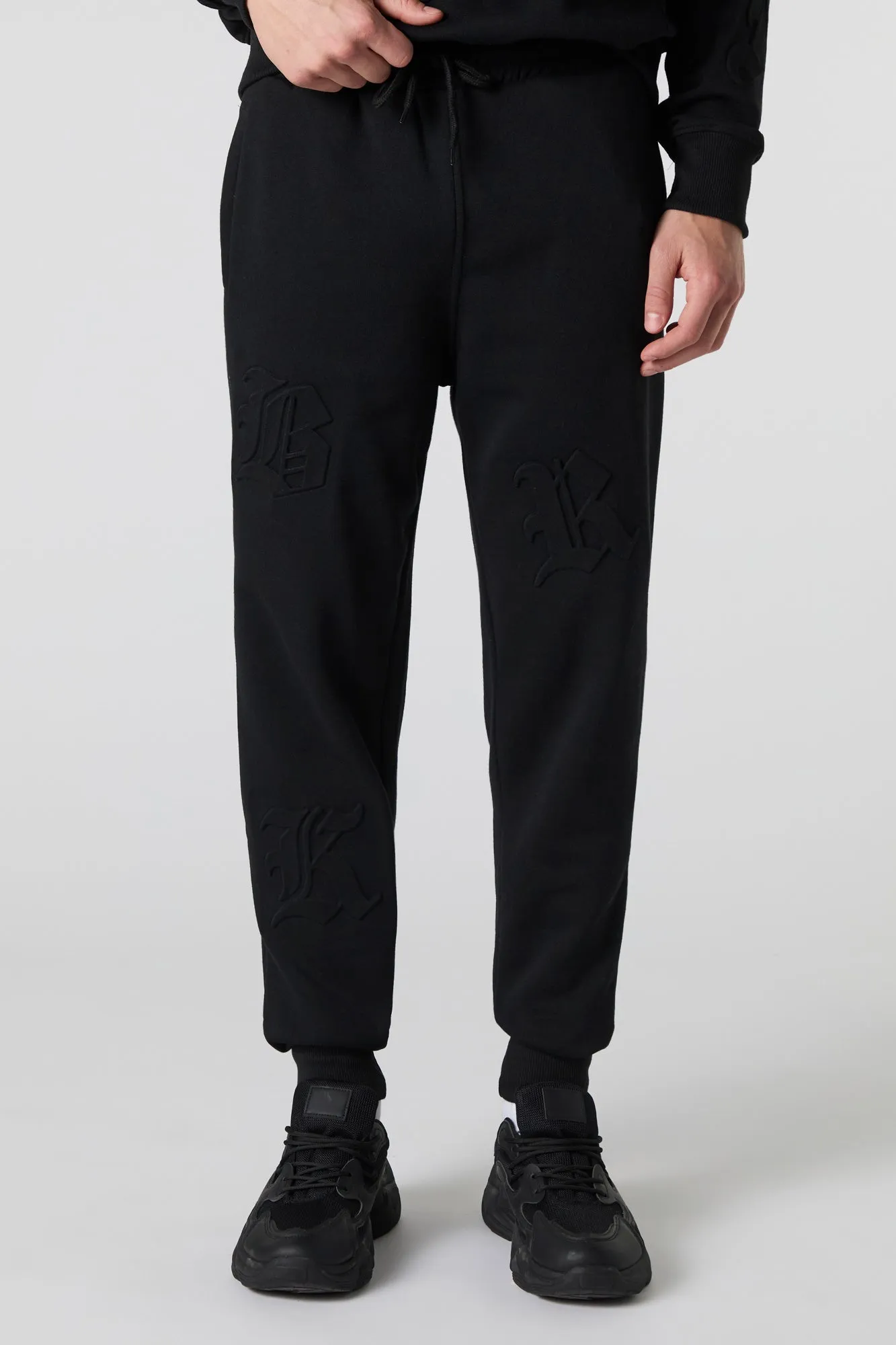 Letter Embossed Fleece Jogger sold by Urban Planet product image thumbnail 4