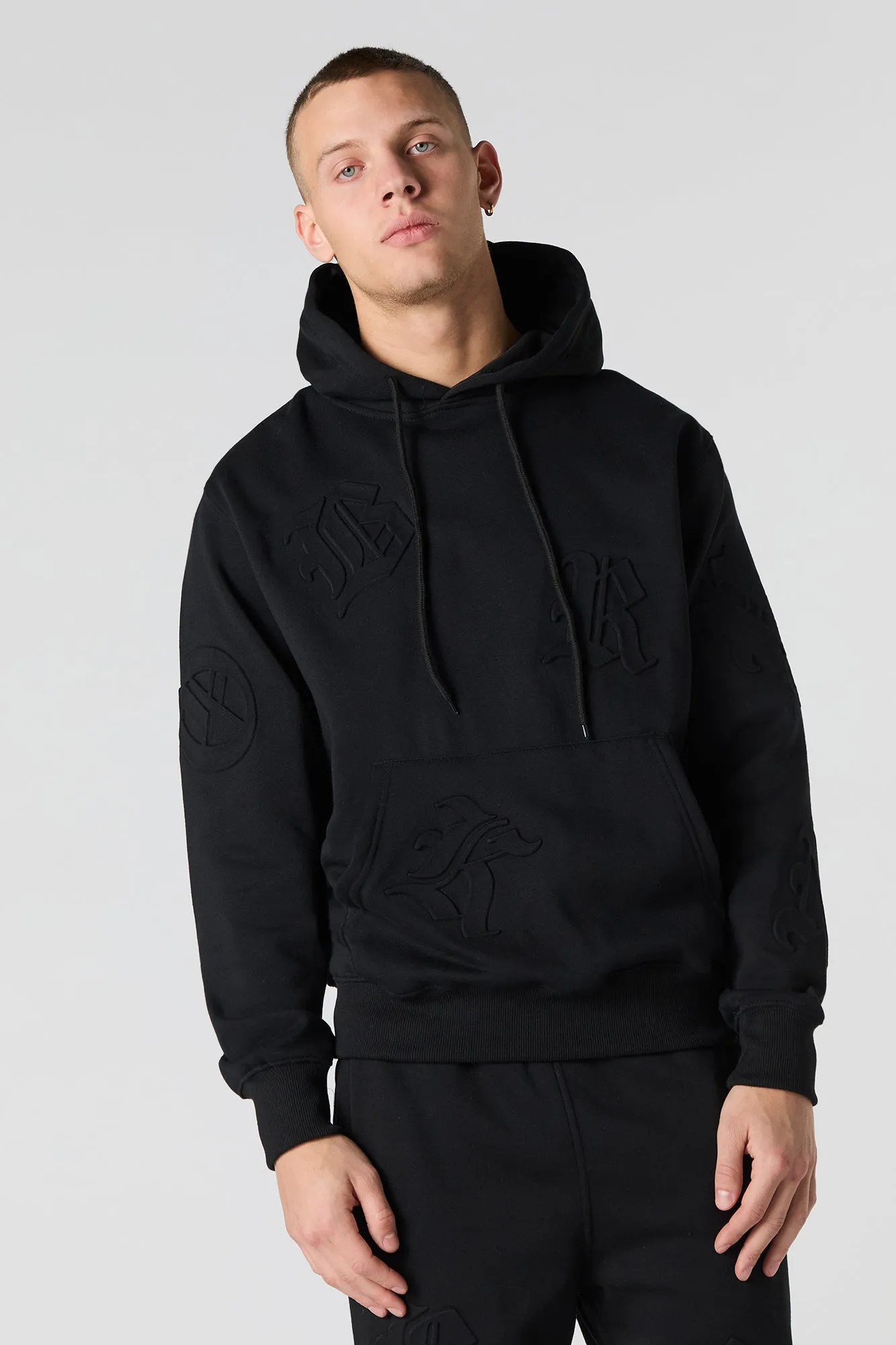 Letter Embossed Fleece Hoodie sold by Urban Planet product image thumbnail 4