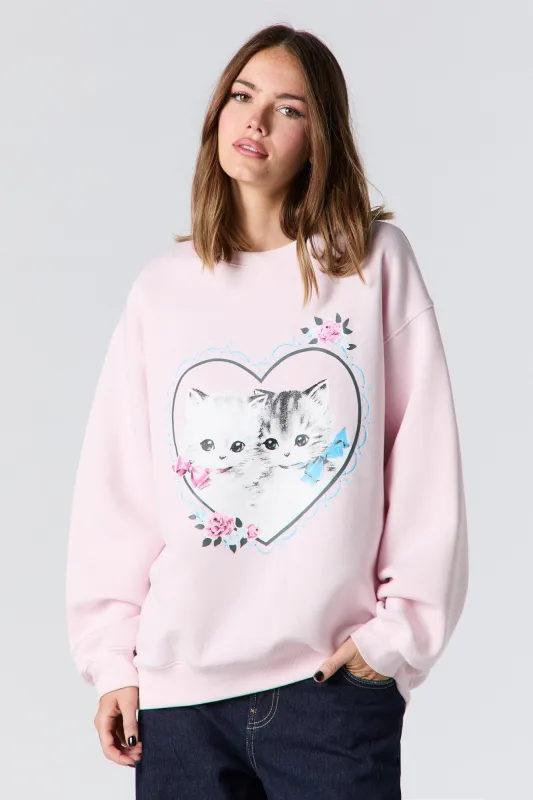 Chandail en molleton à imprimé Kitten avec pierres du Rhin sold by Urban Planet