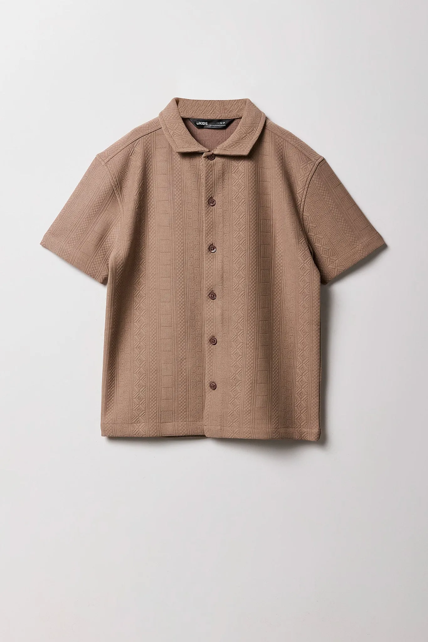 Boys Geo Textured Button-Up Boxy Top sold by Urban Planet product image thumbnail 3