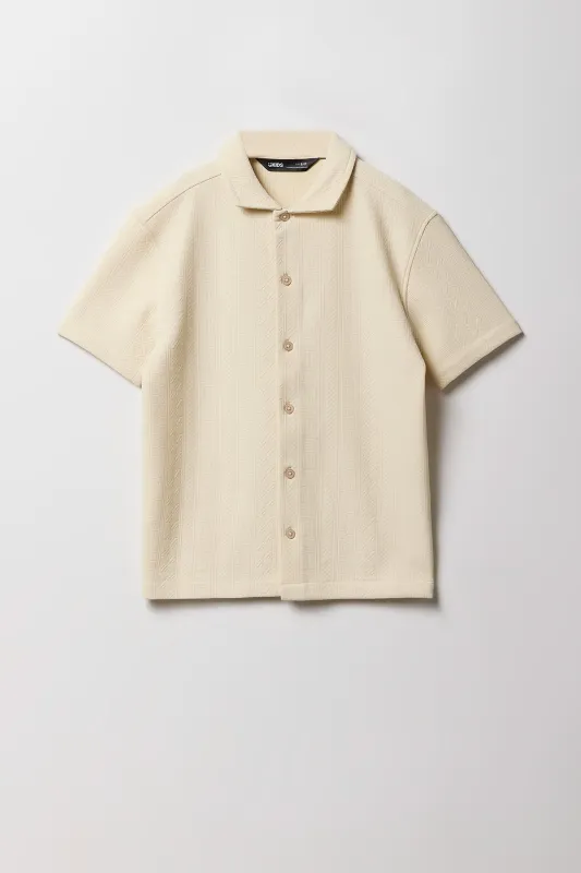 Boys Geo Textured Button-Up Boxy Top sold by Urban Planet