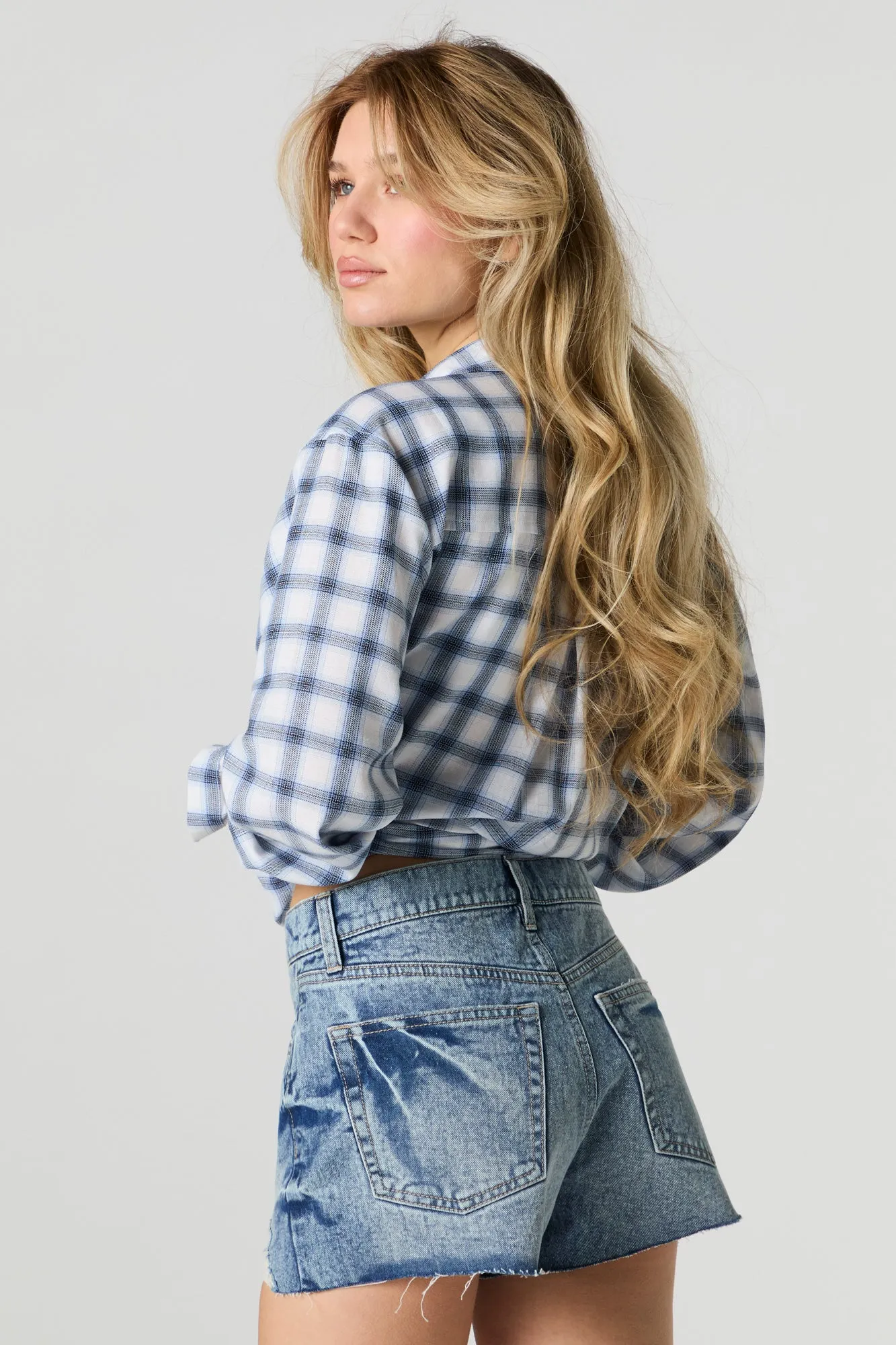 Vintage Medium Wash Distressed Denim Short sold by Urban Planet product image thumbnail 2