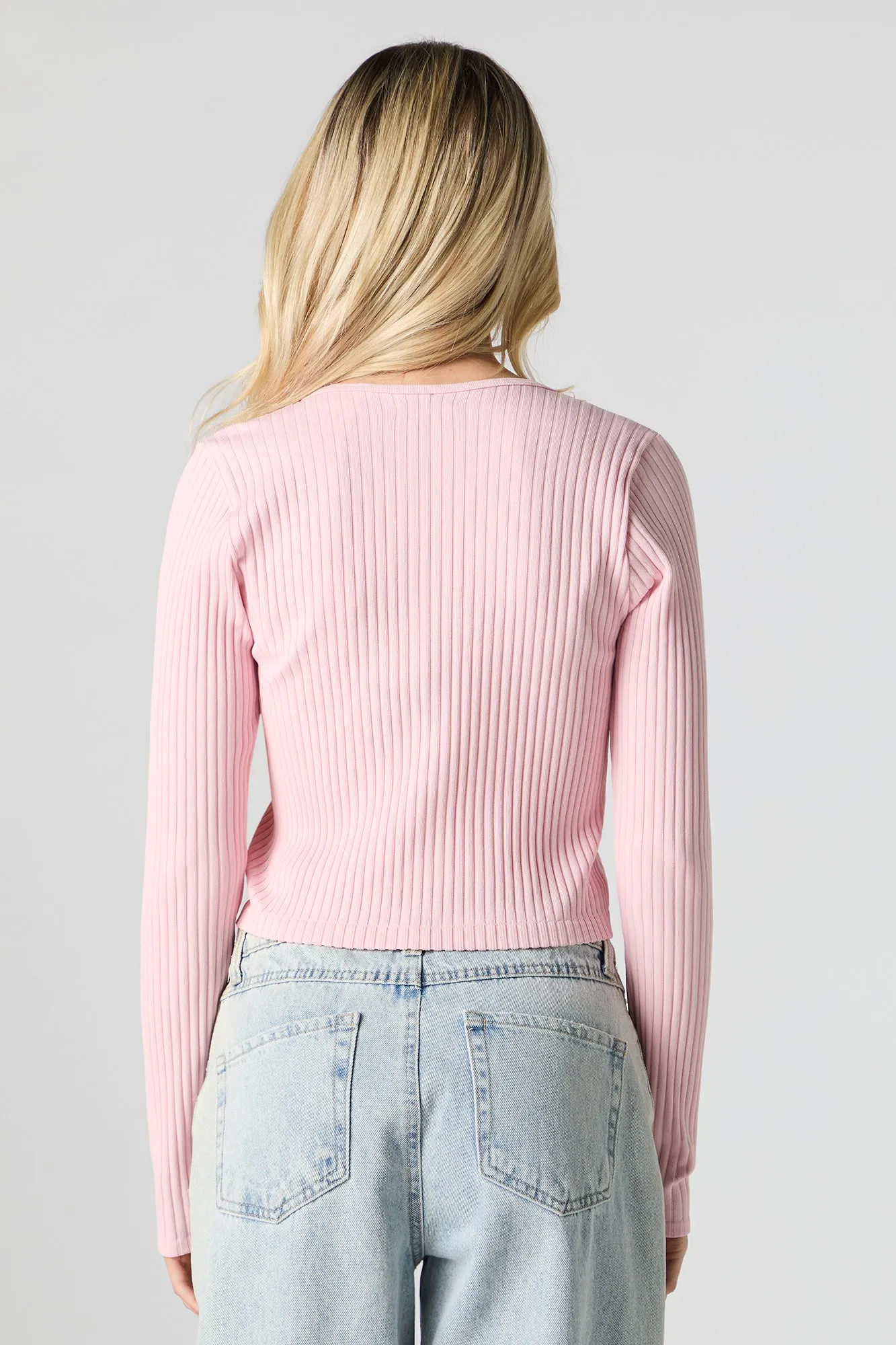 Seamless Ribbed Knit Cardigan sold by Urban Planet product image thumbnail 2