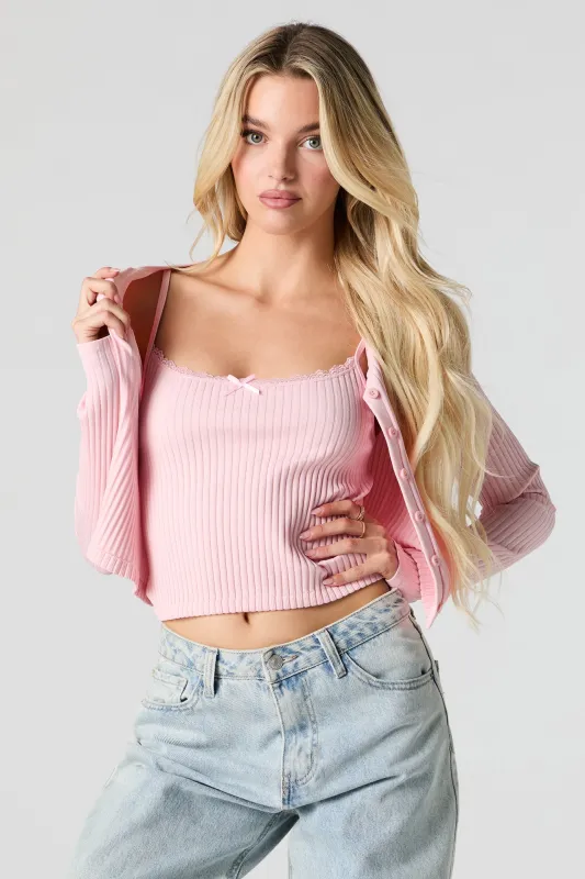 Seamless Ribbed Knit Lace Trim Cami sold by Urban Planet