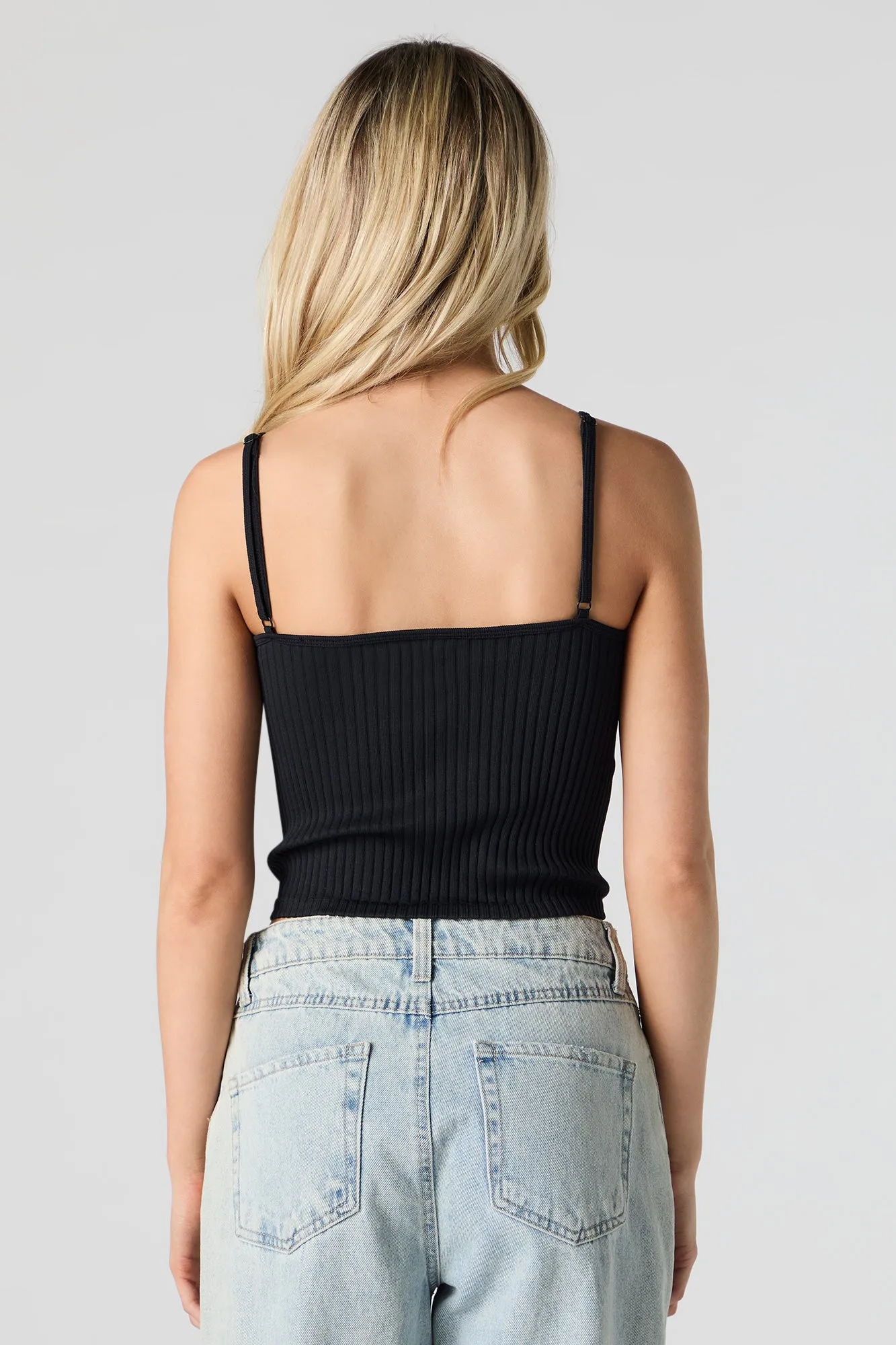 Camisole en tricot côtelé sans couture avec ourlet de dentelle sold by Urban Planet product image thumbnail 5