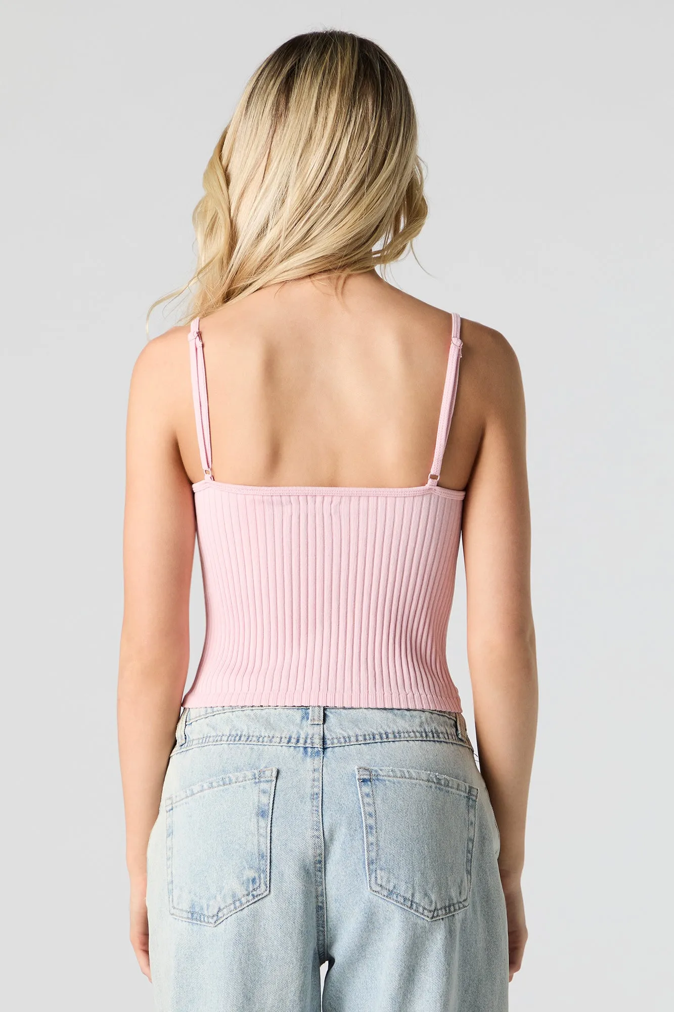 Camisole en tricot côtelé sans couture avec ourlet de dentelle sold by Urban Planet product image thumbnail 2