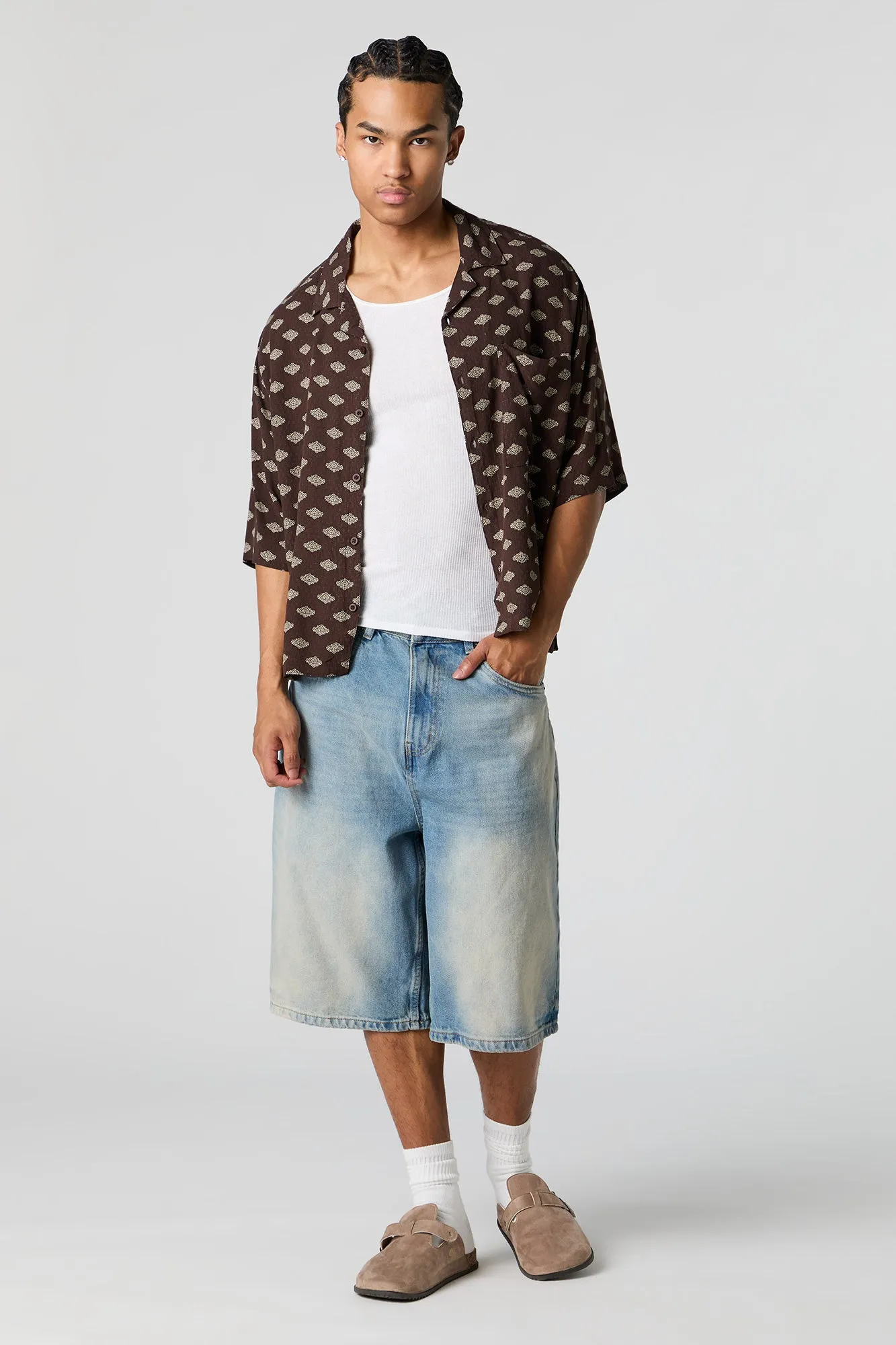 Printed Boxy Button-Up Top sold by Urban Planet product image thumbnail 3