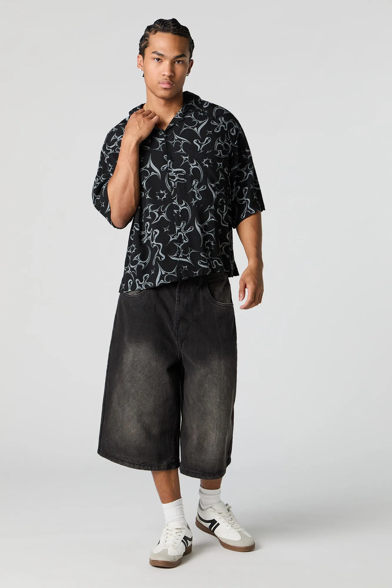 Abstract Print Boxy Button-Up Top sold by Urban Planet product image thumbnail 3