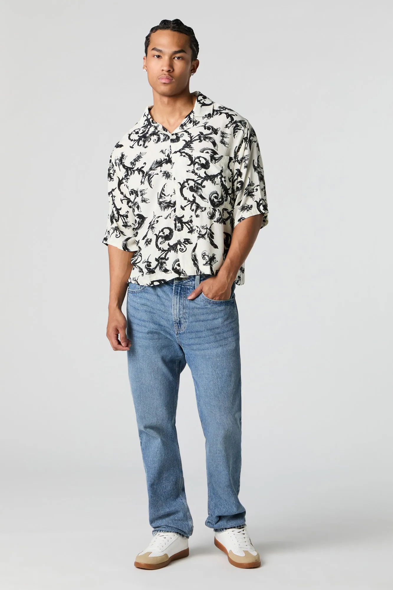Floral Print Boxy Button-Up Top sold by Urban Planet product image thumbnail 3