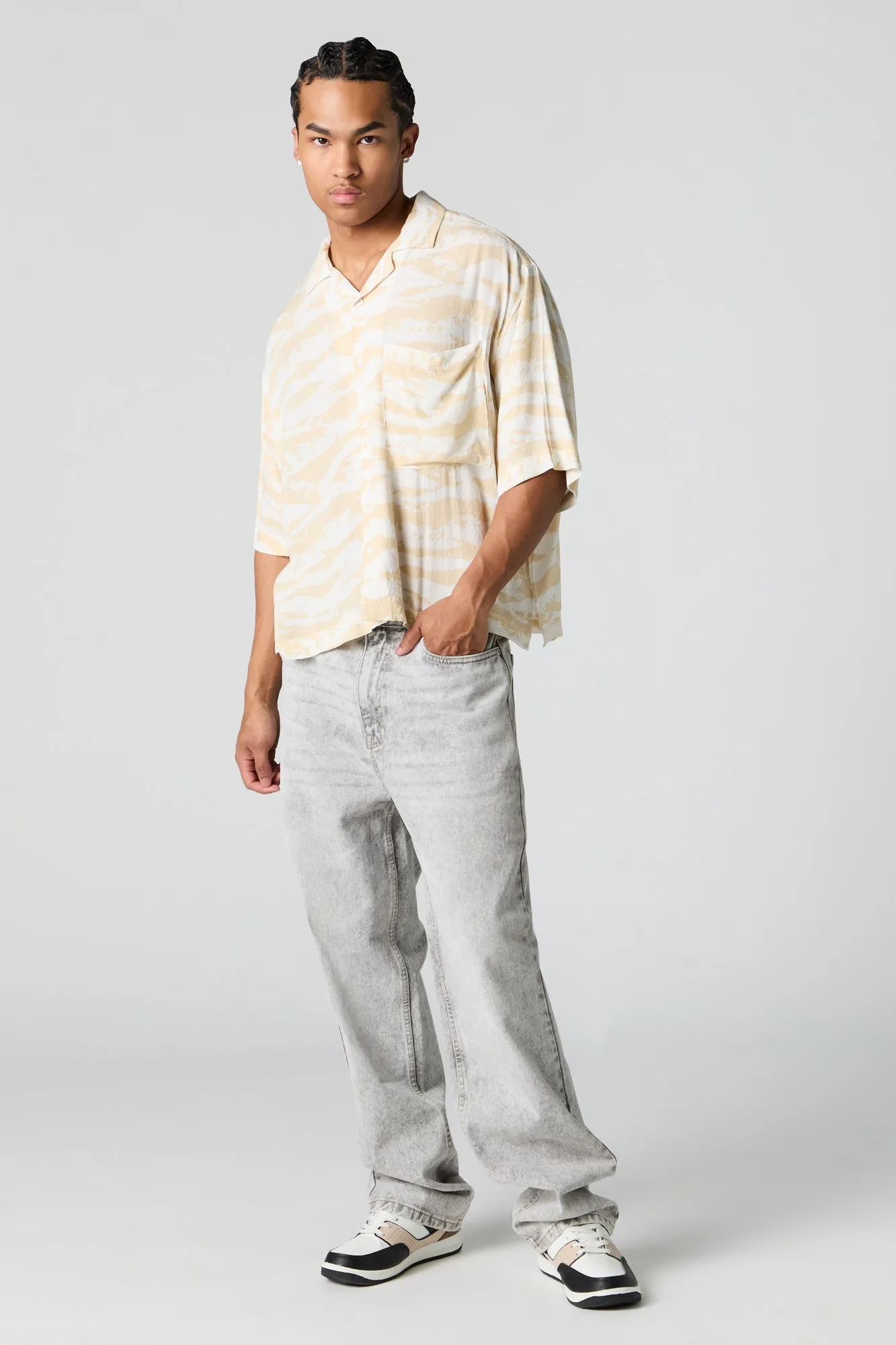 Cloud Print Boxy Button-Up Top sold by Urban Planet product image thumbnail 3