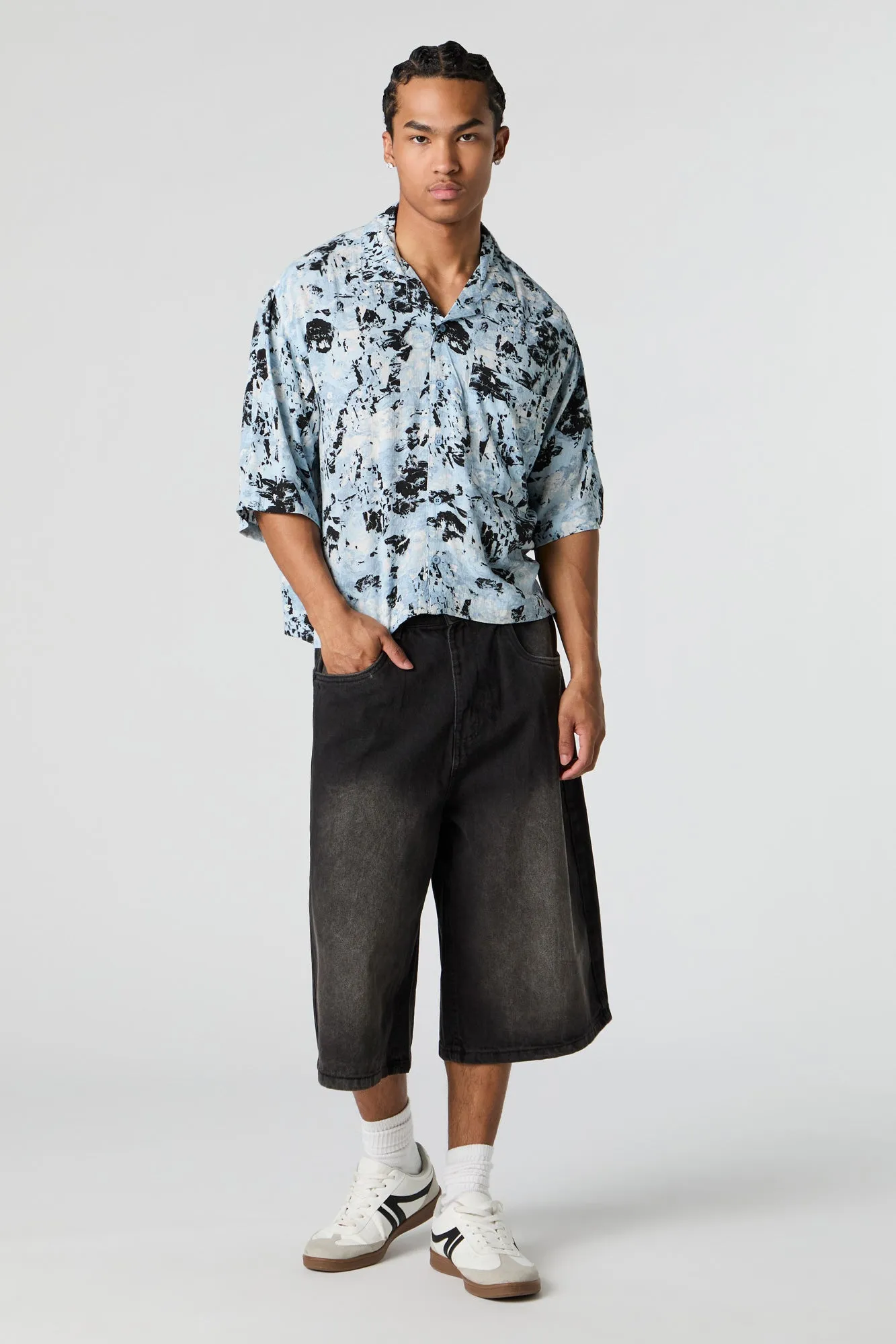 Abstract Print Boxy Button-Up Top sold by Urban Planet product image thumbnail 3