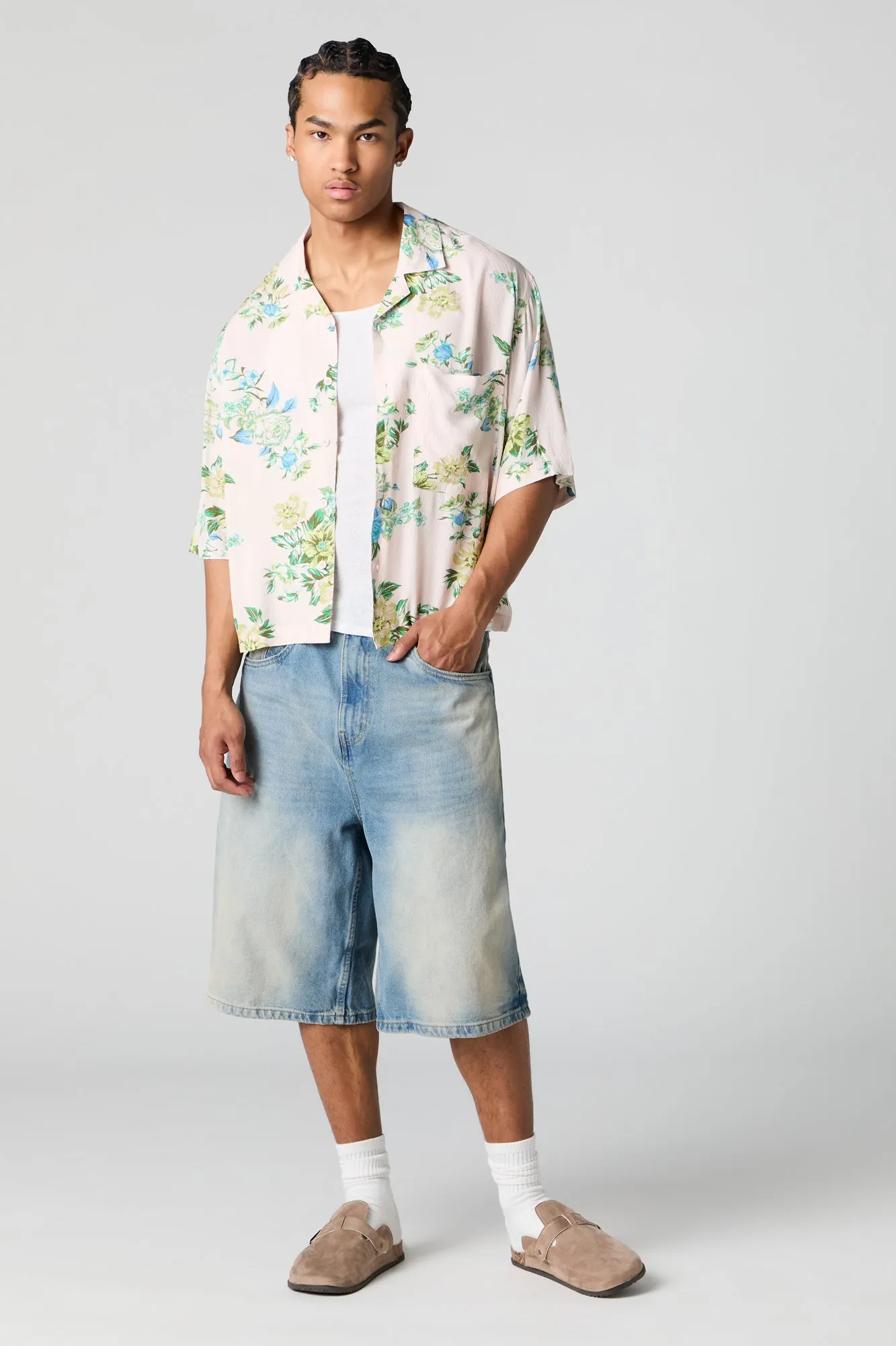 Floral Print Boxy Button-Up Top sold by Urban Planet product image thumbnail 3