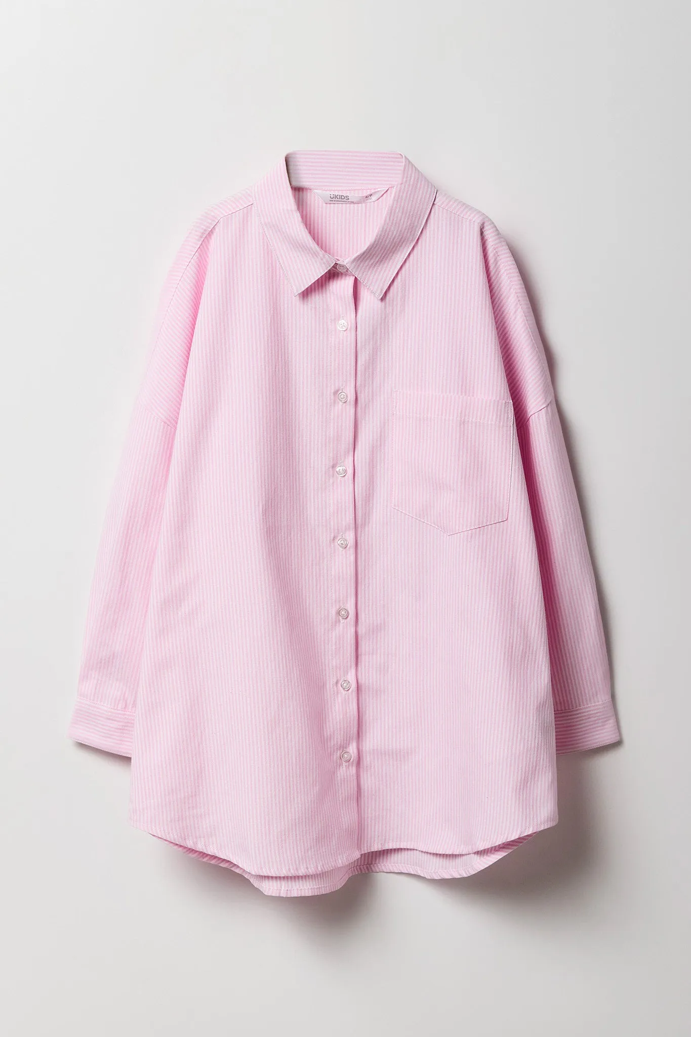 Girls Oversized Button-Up Long Sleeve Top sold by Urban Planet