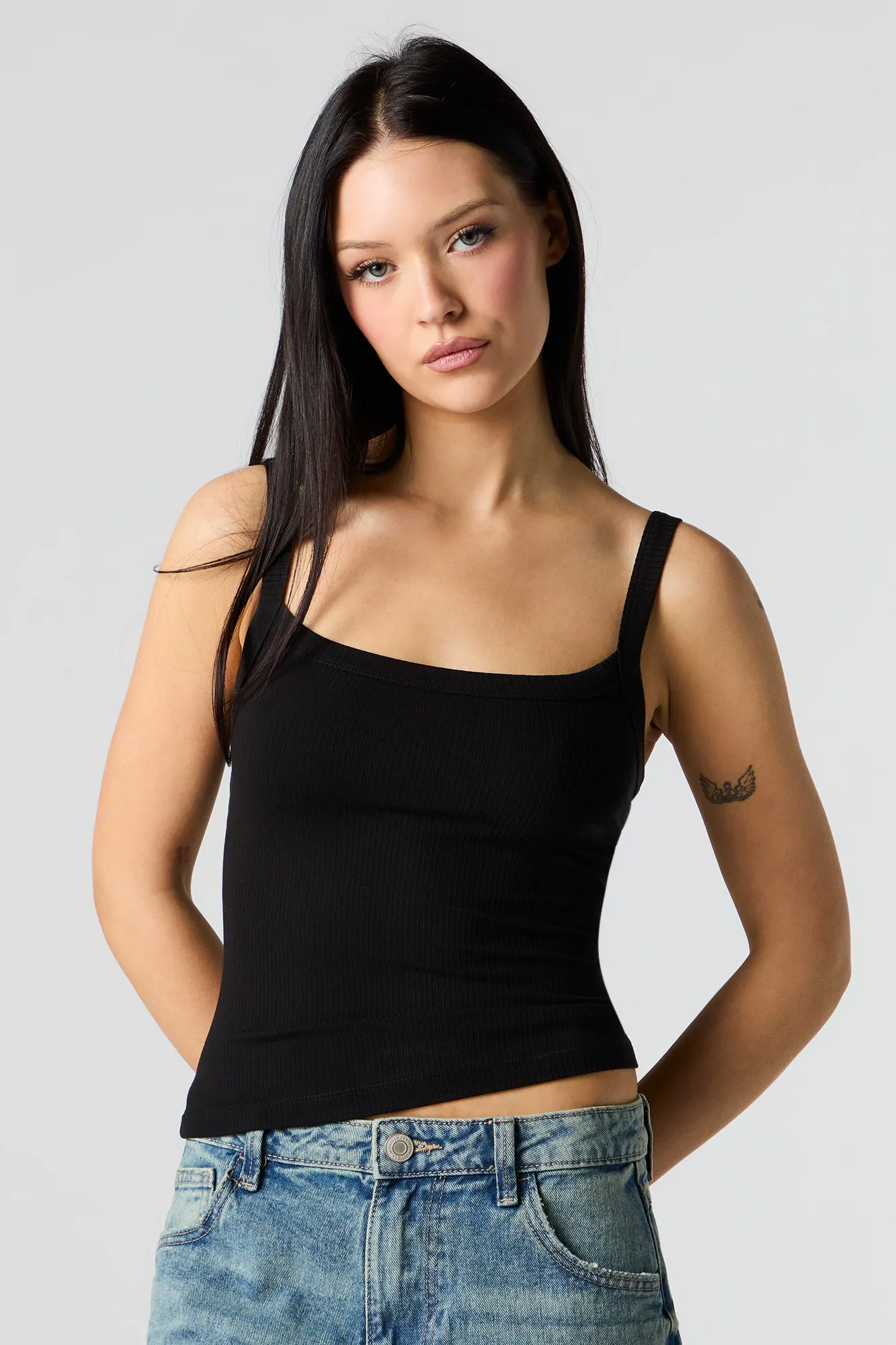 Ribbed Square Neck Tank sold by Urban Planet product image thumbnail 4