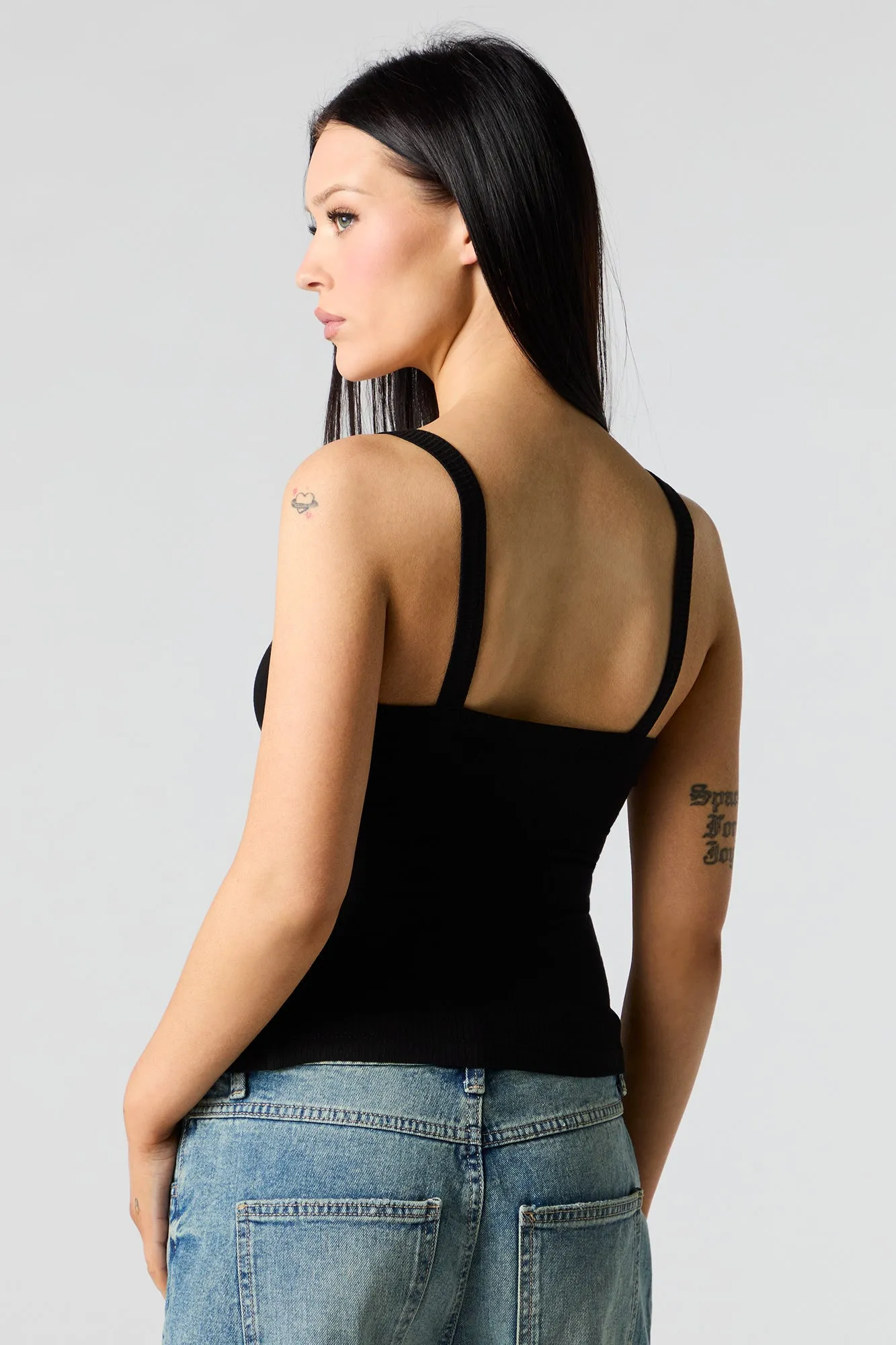 Ribbed Square Neck Tank sold by Urban Planet product image thumbnail 5