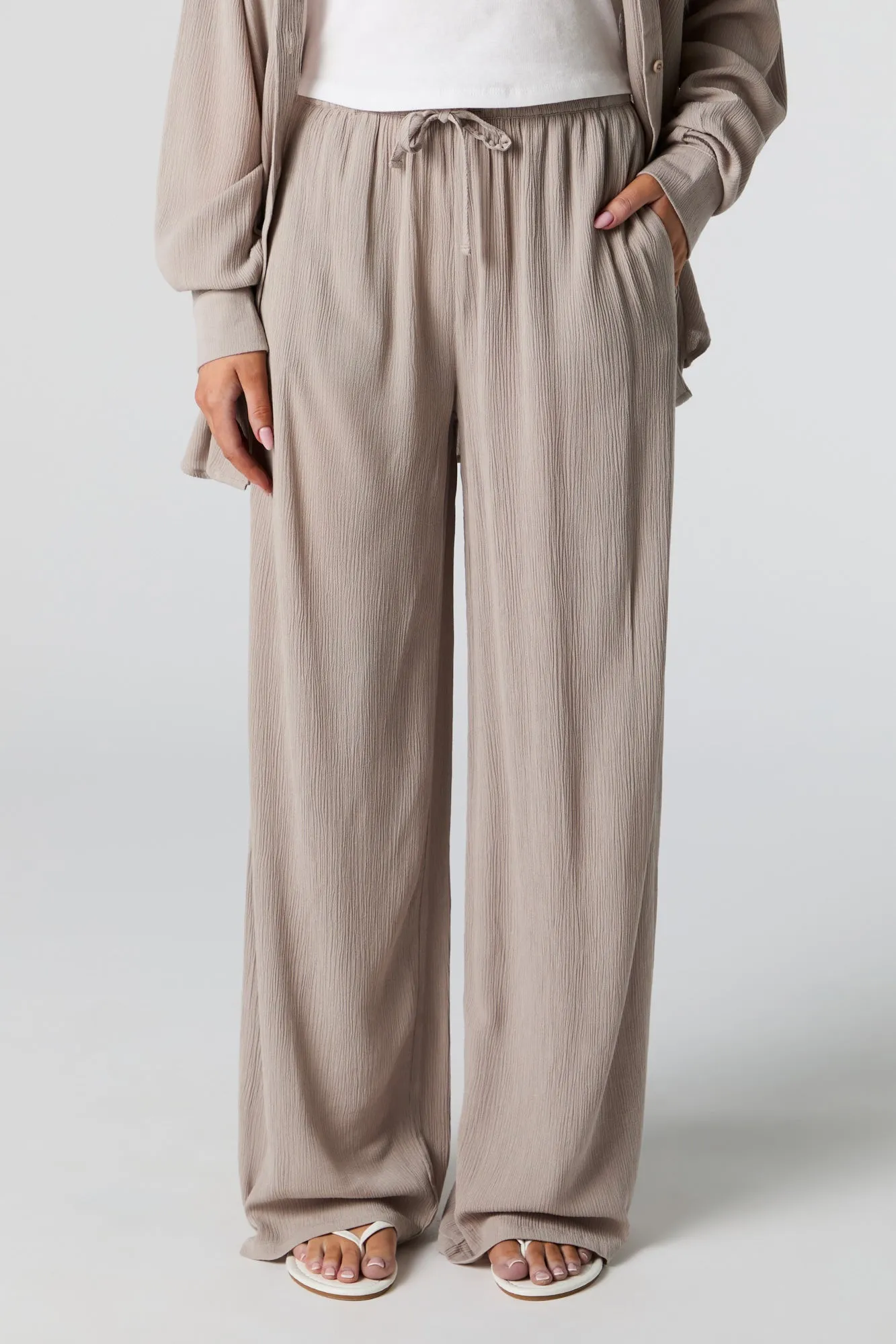 Crinkle Drawstring Wide Leg Pant sold by Urban Planet product image thumbnail 2