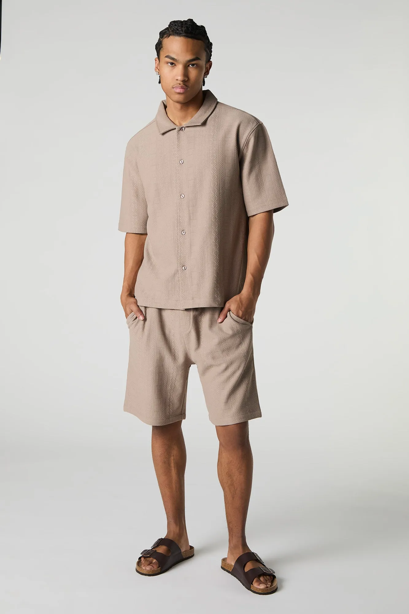 Short texturé à taille coulissante avec motif géométrique sold by Urban Planet product image thumbnail 2