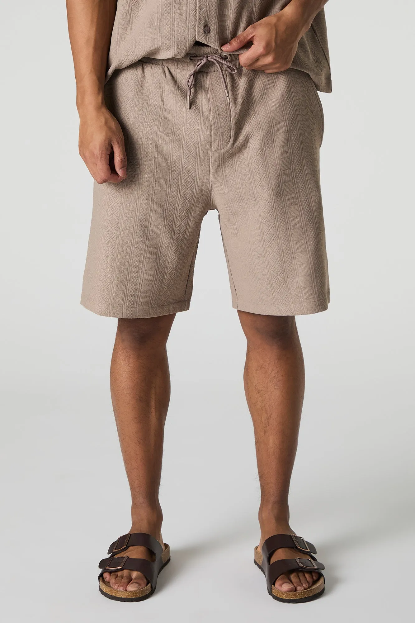 Short texturé à taille coulissante avec motif géométrique sold by Urban Planet product image thumbnail 4