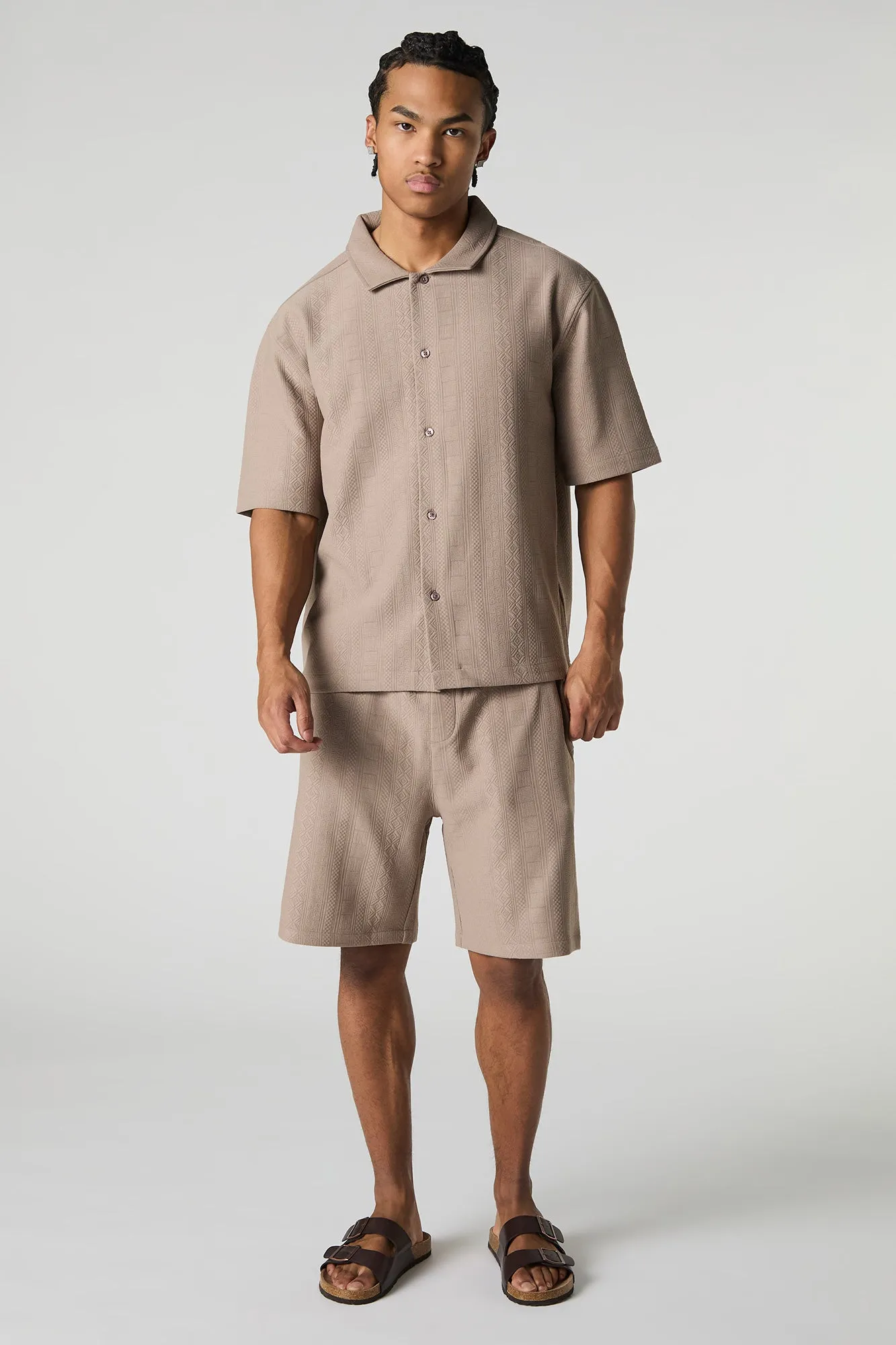 Haut carré boutonné texturé avec motif géométrique sold by Urban Planet product image thumbnail 3